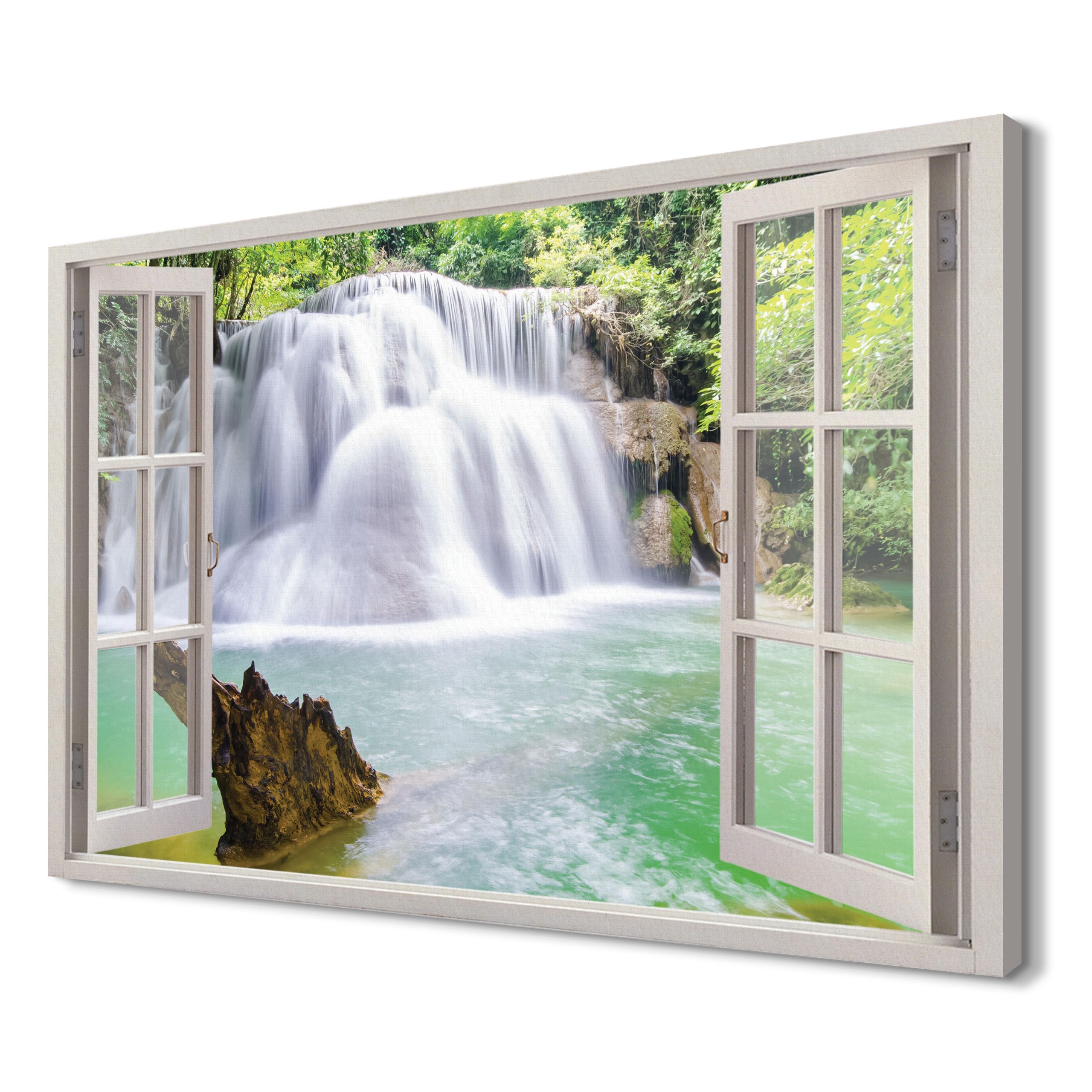 

Wodospad w lesie Obraz okno canvas 3d 120x80 mały