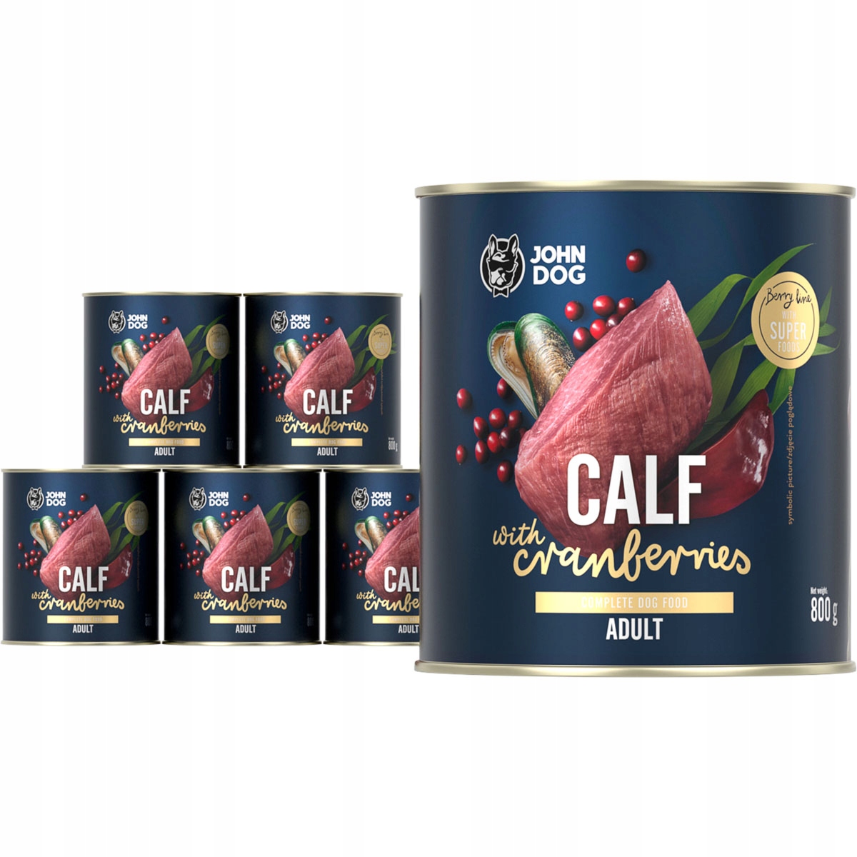 Levně John Dog Berry Adult Telecí S Brusinkami 6x800G Pro Dospělé Psy