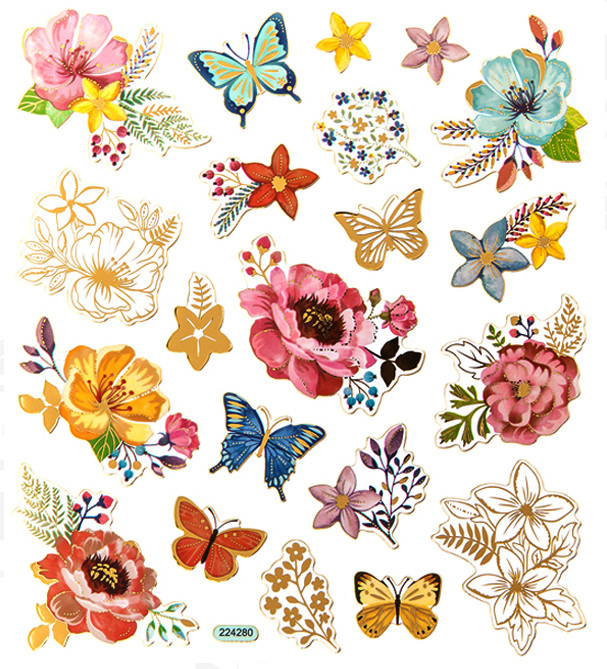 NAKLEJKI OZDOBNE - Kwiaty i motyle - DPNK-045