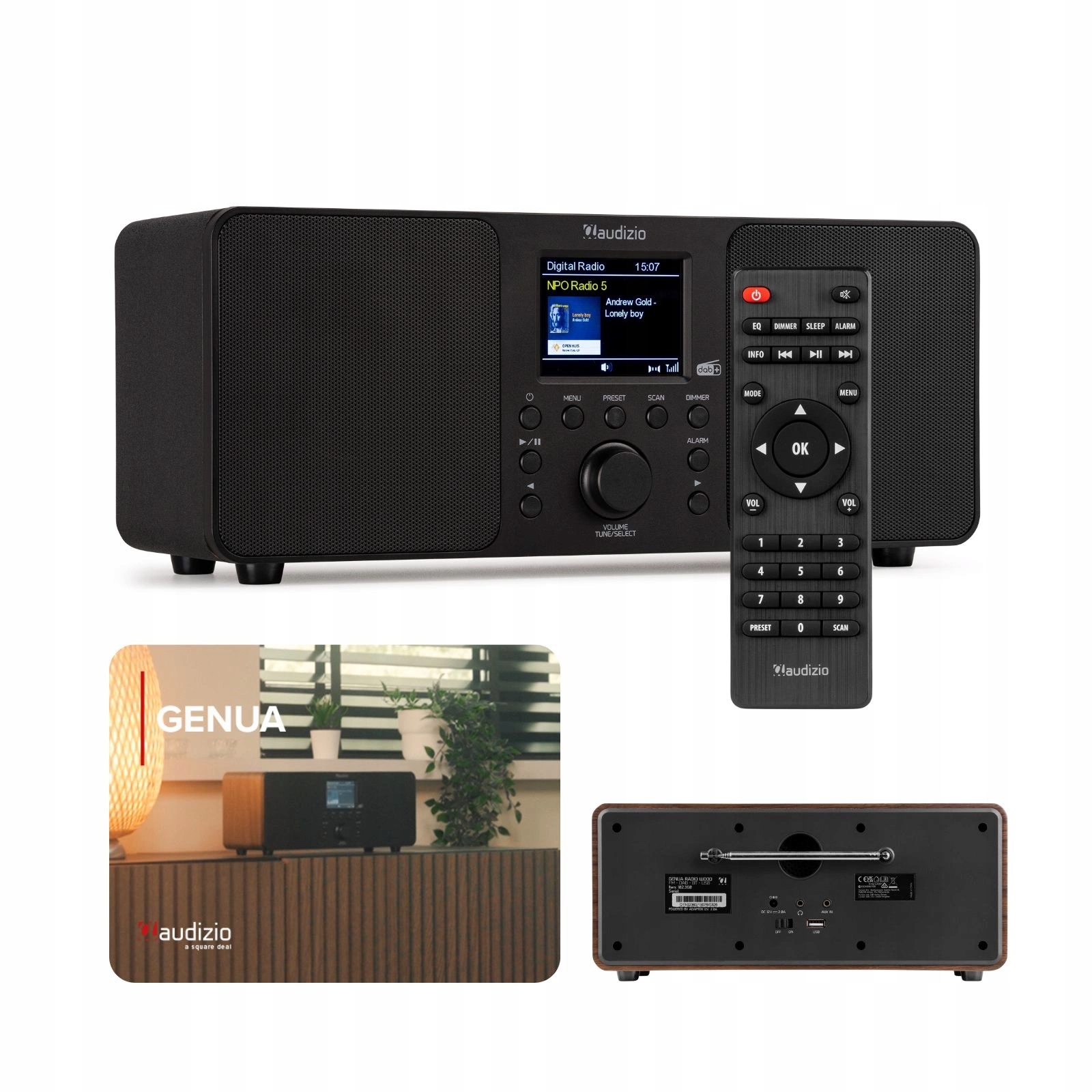 Radio cyfrowe Dab+ tuner Fm bluetooth Usb czarne Audizio