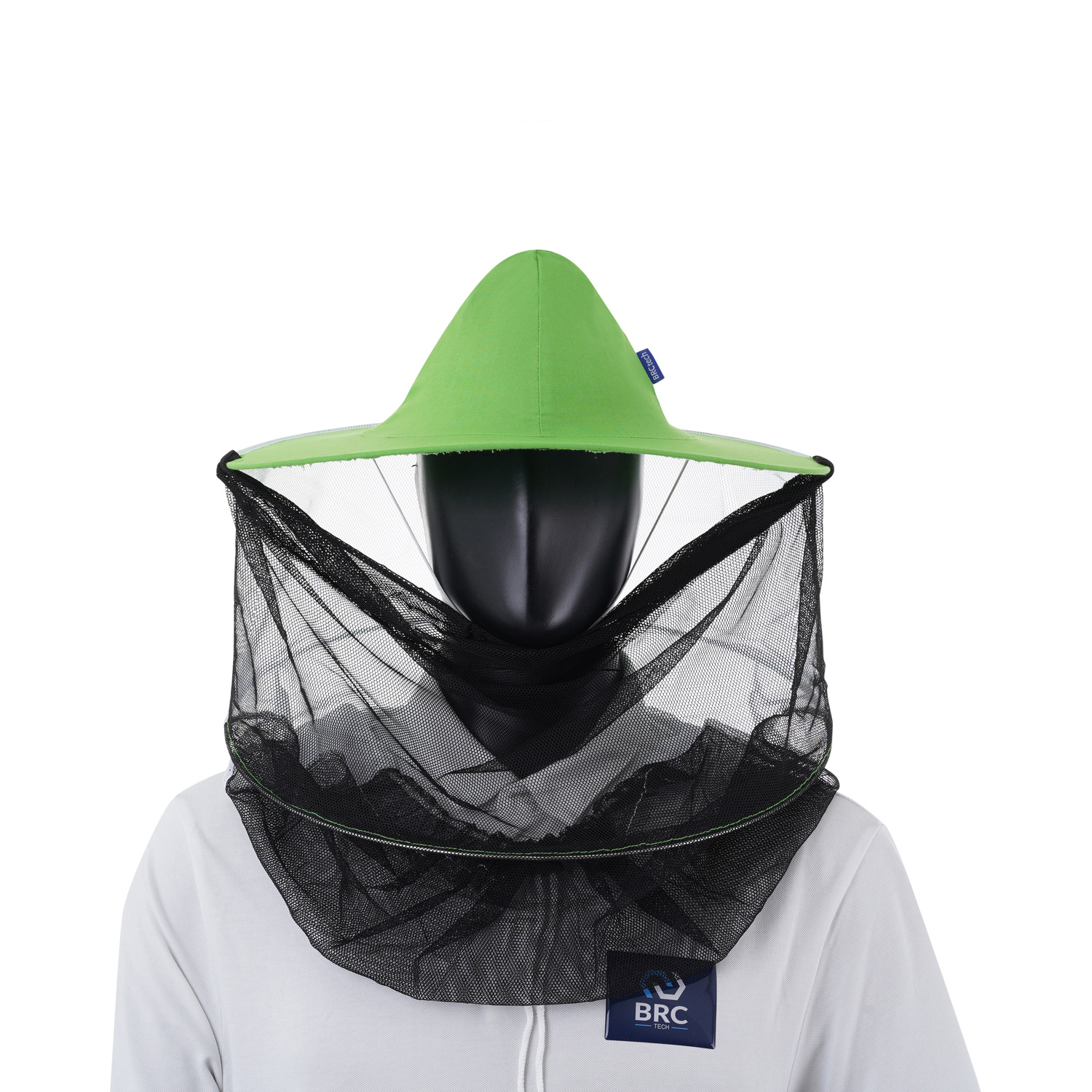 Kapelusz pszczelarski, siatka ściągana, kolor zielony, bawełniany - BRCtech