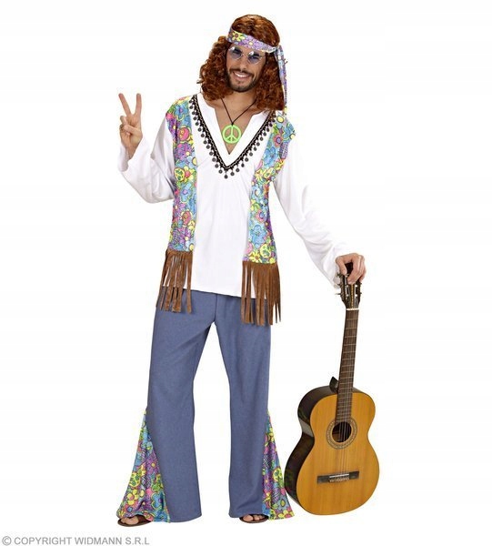 Kostým Hippis Hipisa Woodstock Modrý Květy S