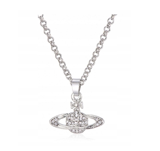 Naszyjnik Saturn Srebrny Planeta Y2K goth