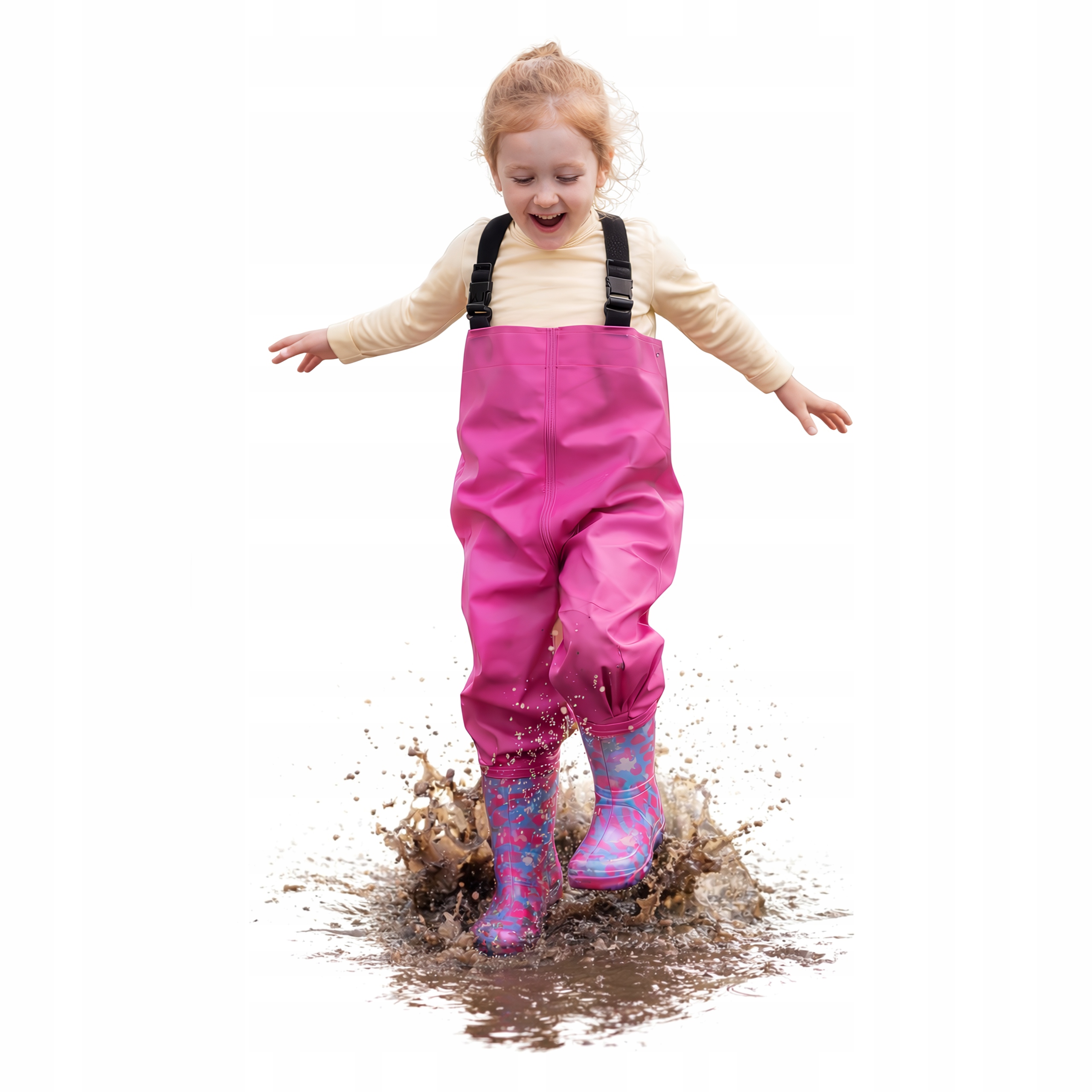 Spodniobuty dziecięce Pros SB06 różowe Wodery Wędkarskie Szelki r. 32/33