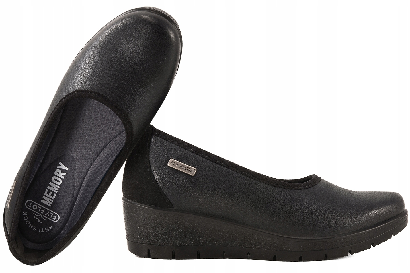 Fly Flot 18X15 Zx Baleríny Na Klínku Strečové Polobotky Pu černé 37