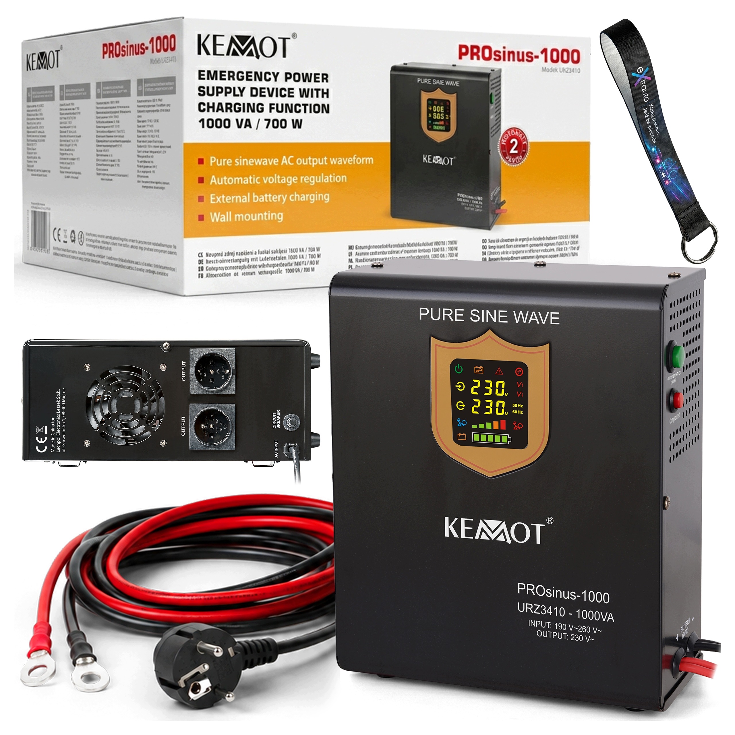 Zasilacz Awaryjny Ups Do Pieca Pompy Kemot Pro Sinus 12V 230V 1000W Smycz