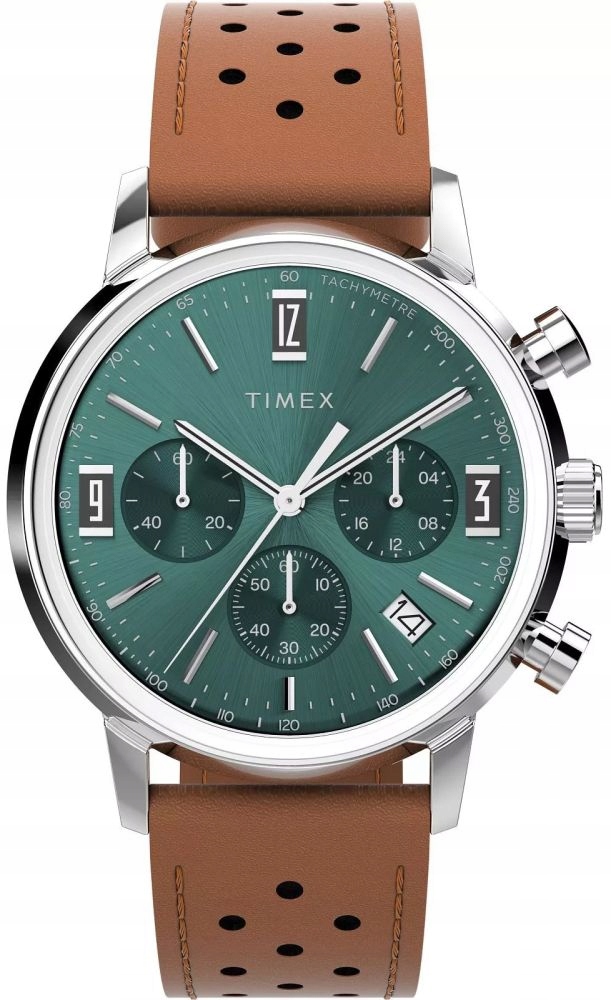 Hodinky Timex TW2W10100 Chrono Marlin Green Brown 40 mm