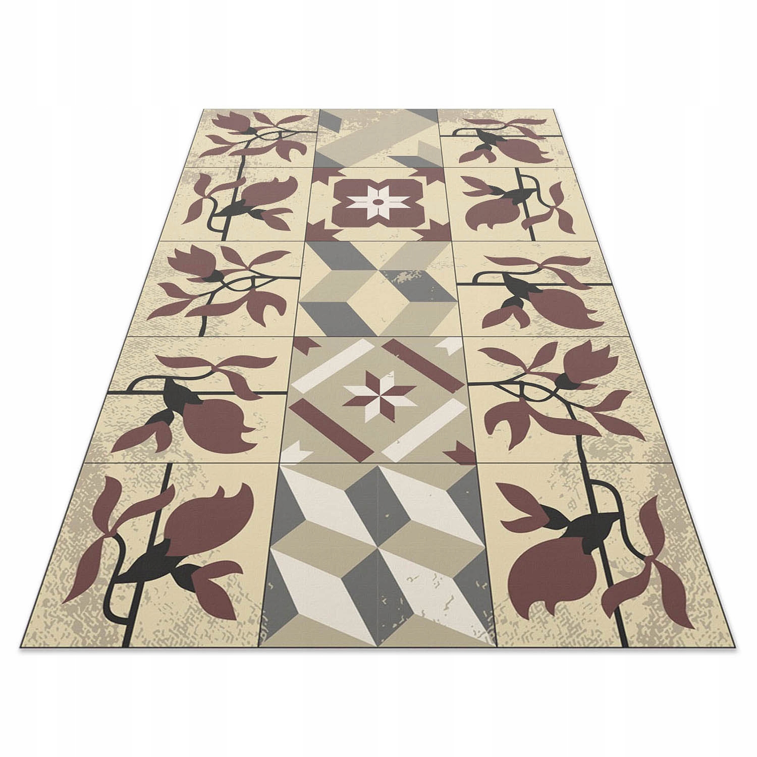 Dekorativní Koberec z vinylu, voděodolný S Potiskem Magnolie, dlaždice 100x150