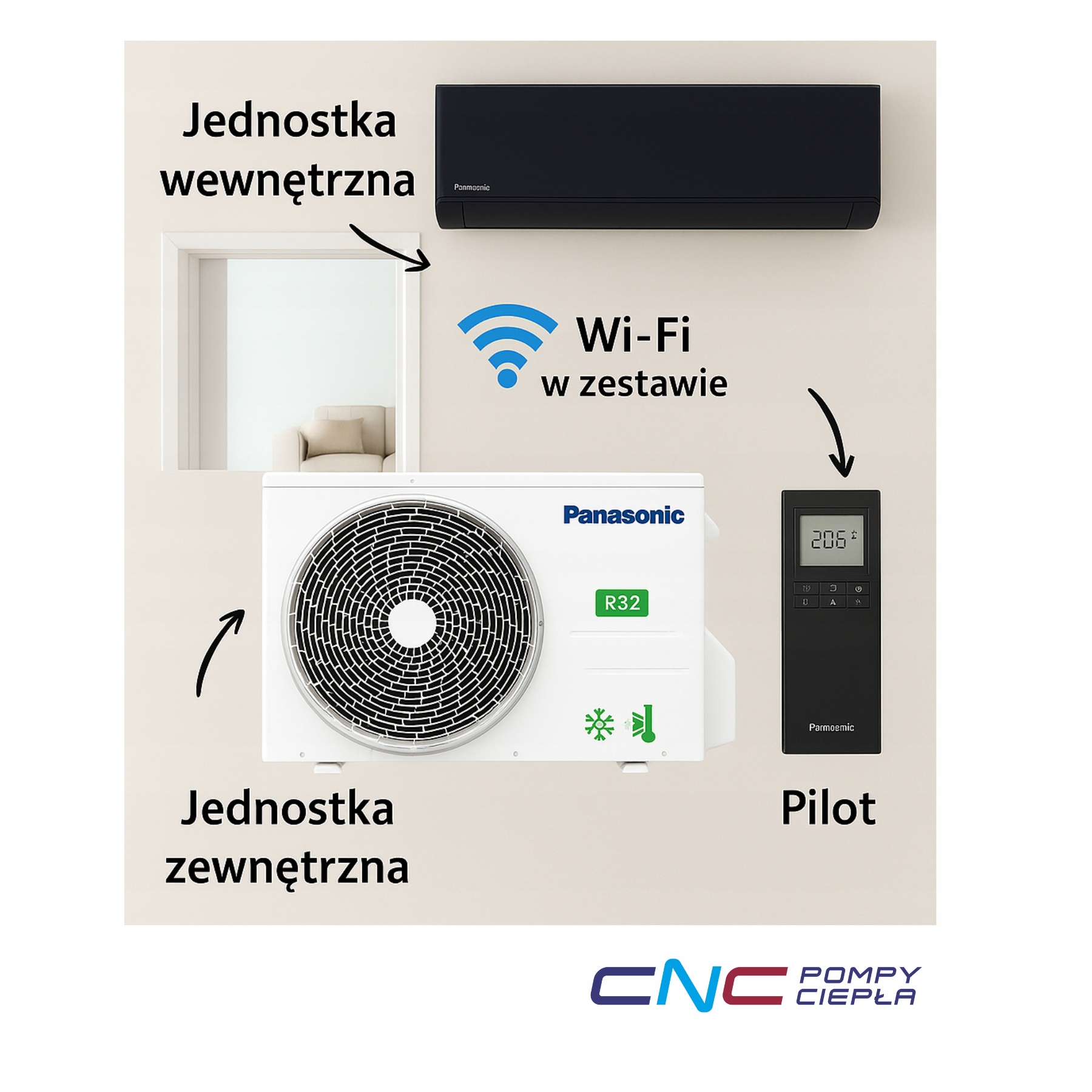 Klimatyzator Panasonic 2,5 kW KIT-XZ25ZKE-H, Kolor grafitowy, Aerowings 2.0