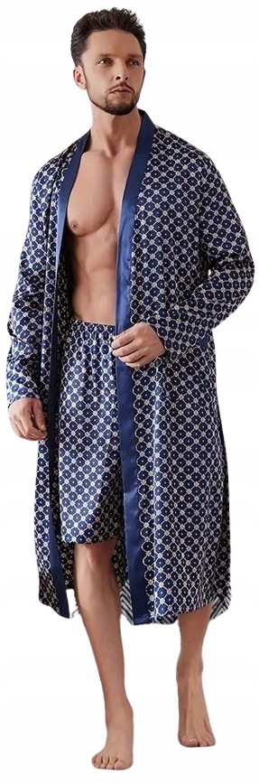 Elegantní Saténový Komplet Župan Pyžamové Kalhoty Chladná Saténová Tkanina