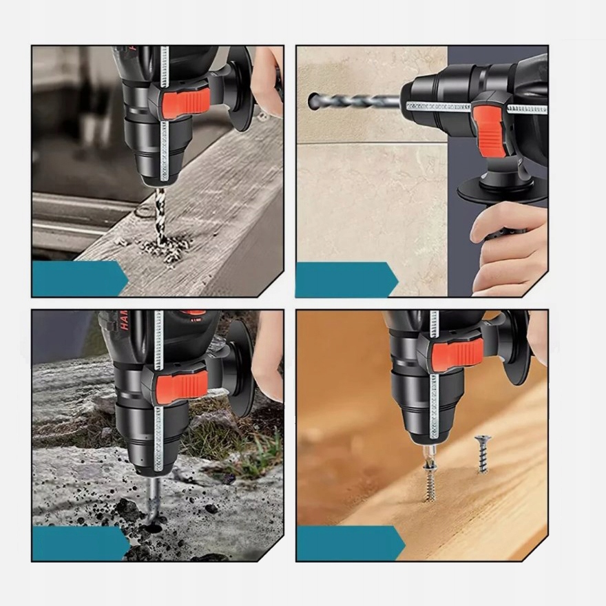 WIERTARKA UDAROWA Z 4 FUNKCJAMI AKUMULATOROWA WIERTARKA UDAROWA W BETONIE Marka Inny producent