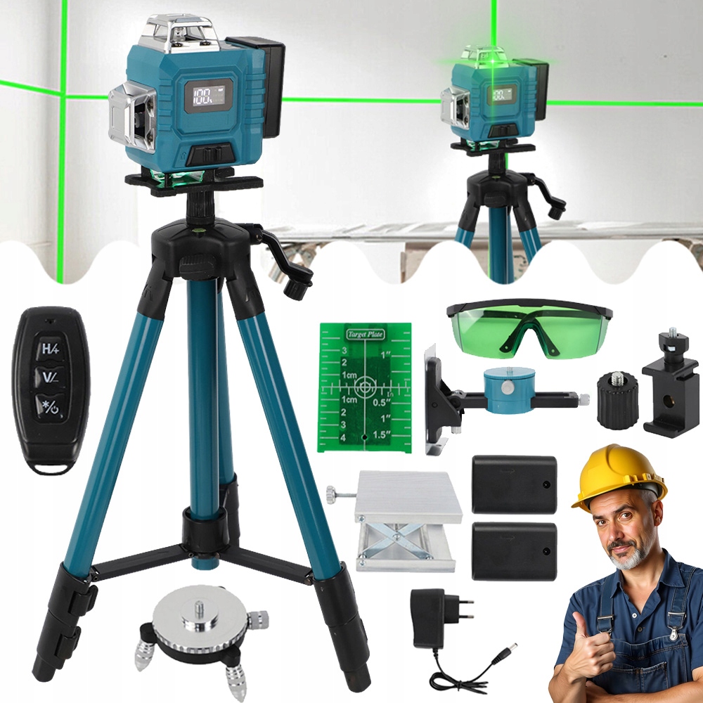 Laserová Úroveň 4D 16 Samonivelační Linie S Akumulátorem, Stativ Pro Dlaždice