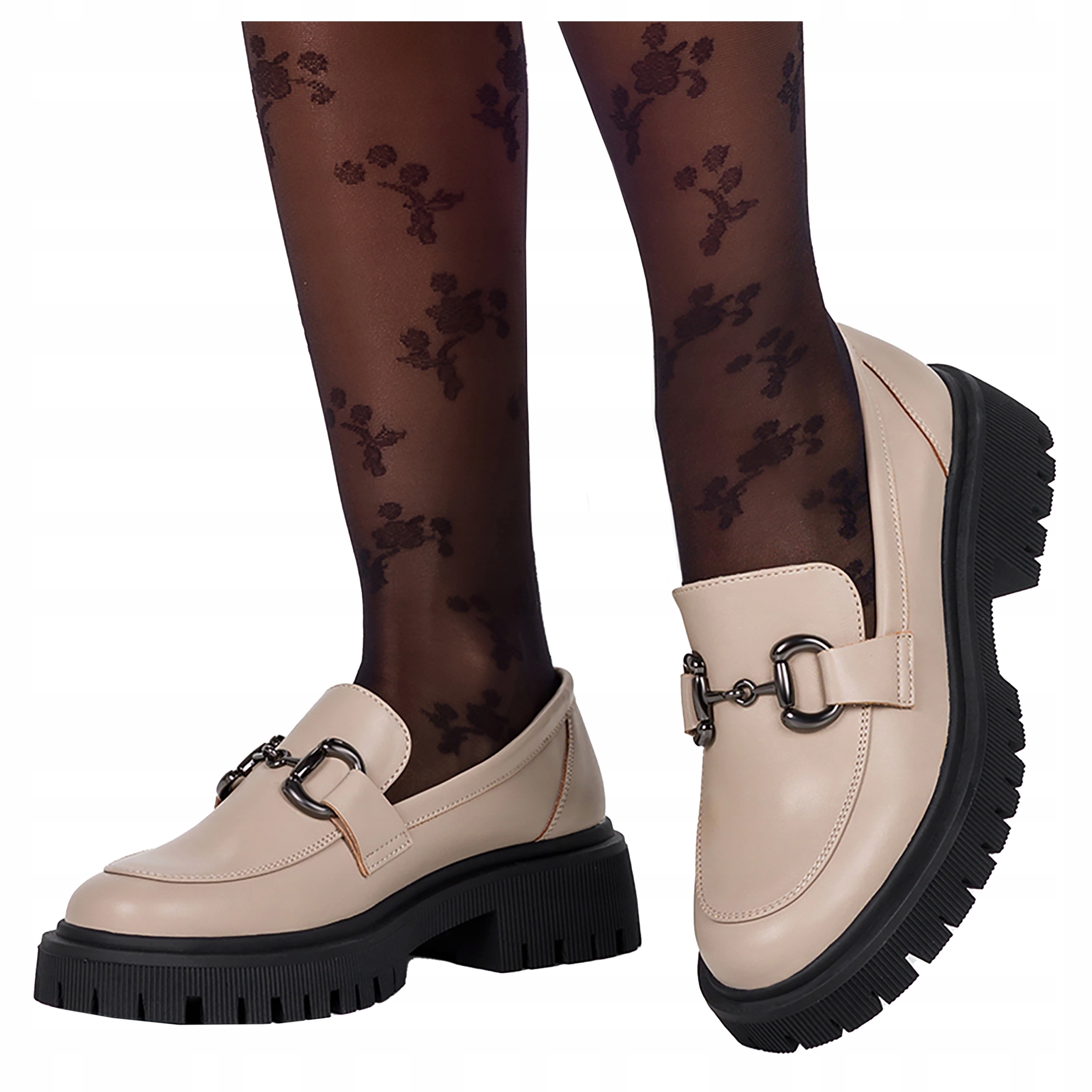 Béžové Mokasíny Dámské Na Běžící Plošině S Sponou Modne vel. 41