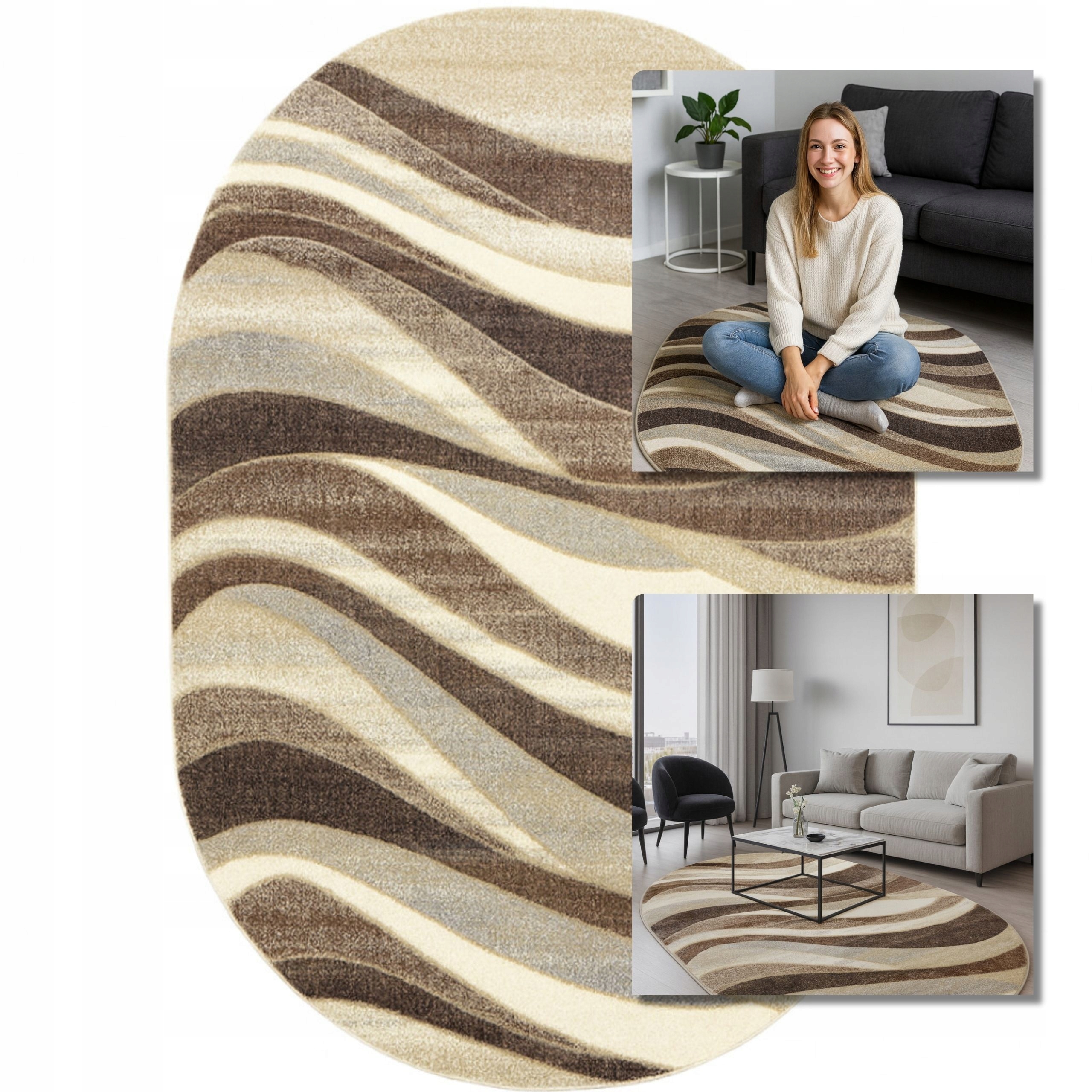 Koberec Oválný Moderní Módní Béžový Koberec Do Obývacího Pokoje Romantic 140x200