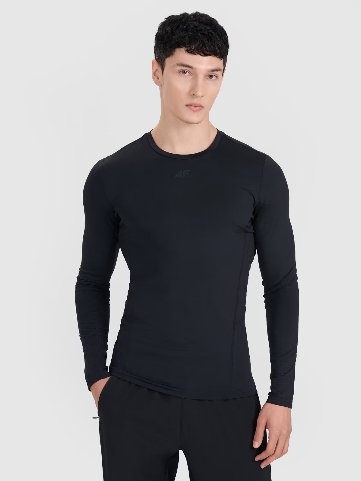 Longsleeve Pánský 4F Tréninkový Rychleschnoucí Dlouhý Rukáv Hluboká Černá S