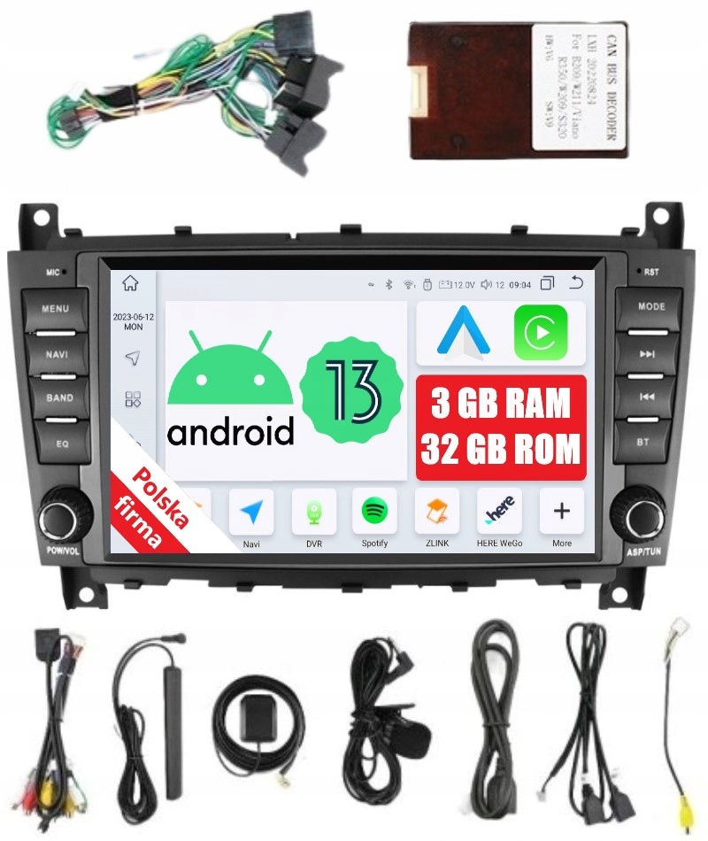 Navigácia 2DIN Android 8" Mercedes W203 W209 W463 3/32GB Carplay Lte Dsp