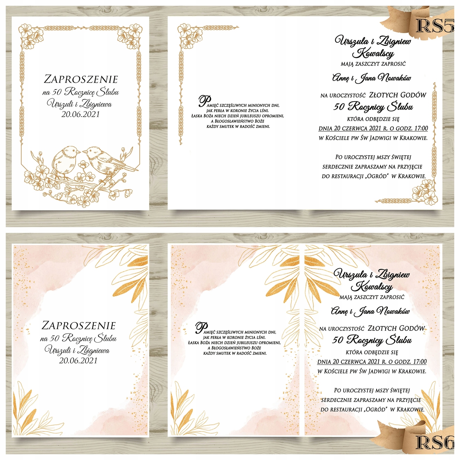 Zaproszenia na Rocznicę Ślubu Wykończenie papieru matowe