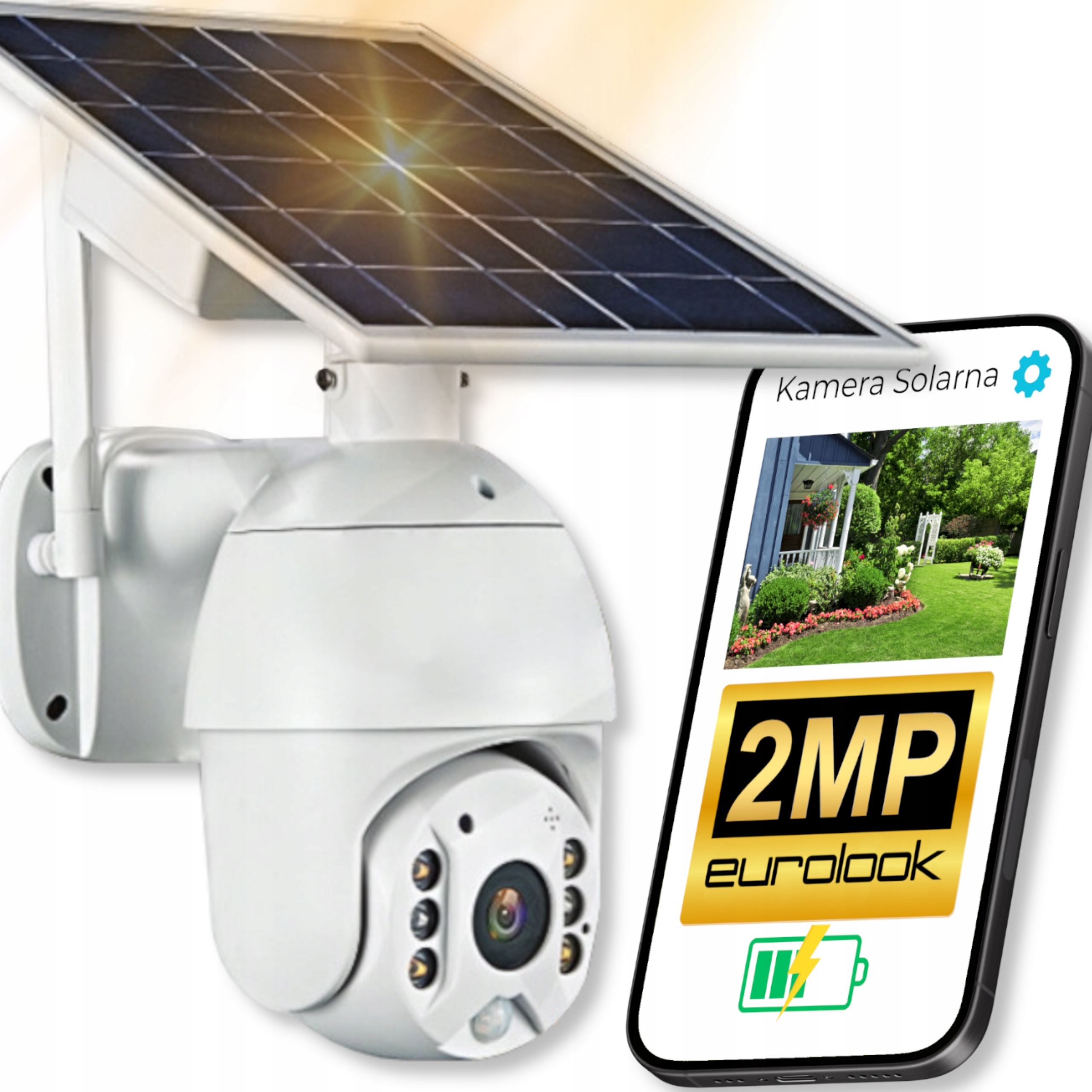 Vonkajšia Solárna Kamera 2 Mpx, Výkonná Batéria, Bezdrôtový Wifi Monitoring