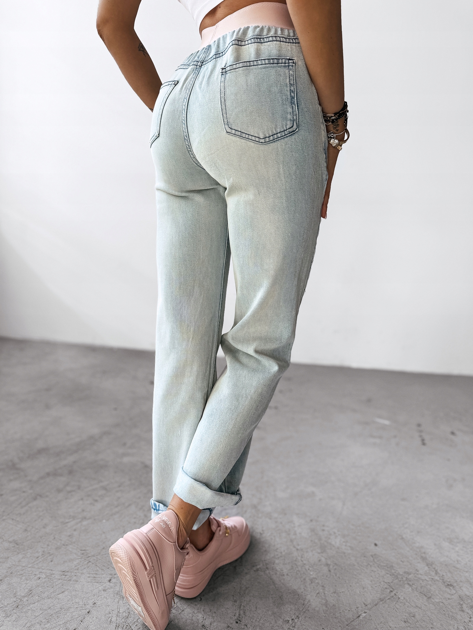 Spodnie casualowe elastyczne Bored Olavoga turkusowe M