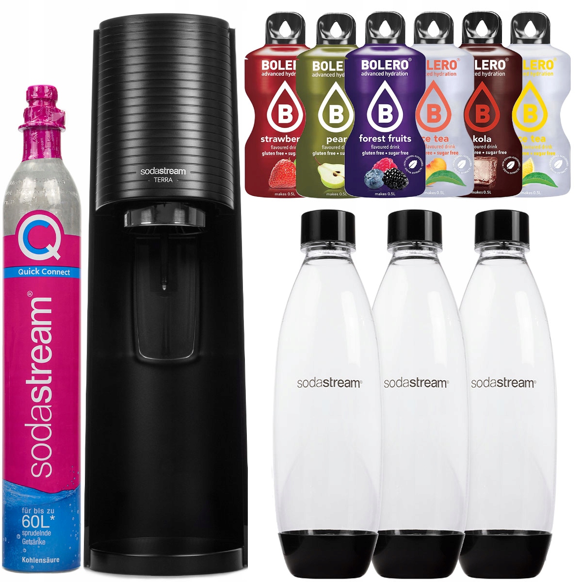 Sada Výrobník Sody Pro Perlivou Vodu Sodastream Terra Black 3 Lahve