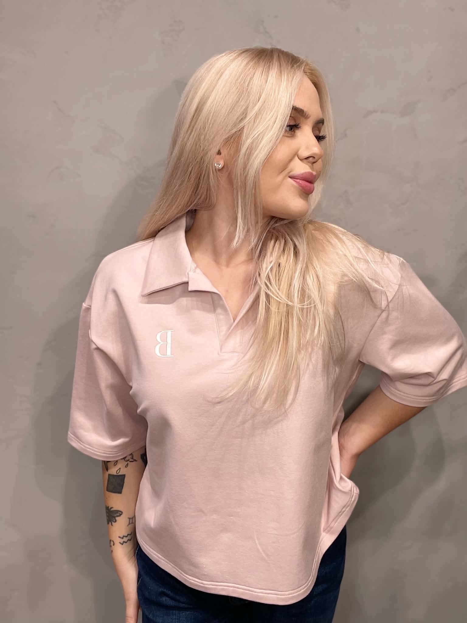 By O La La! Halenka Polo Tričko "b" Pudrová Růžová S