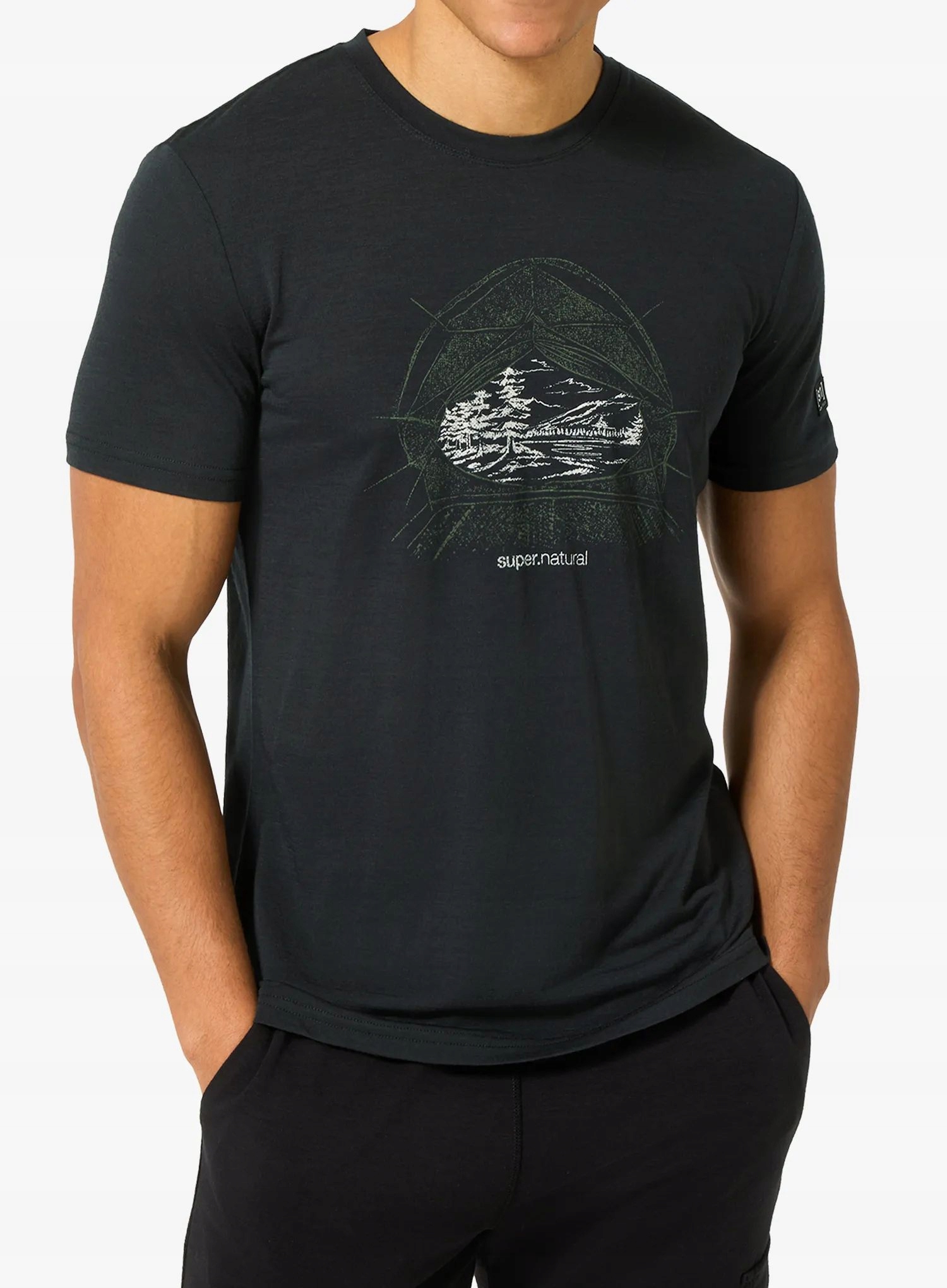 Merino tričko Super.natural Tent View Tee jet black/various S