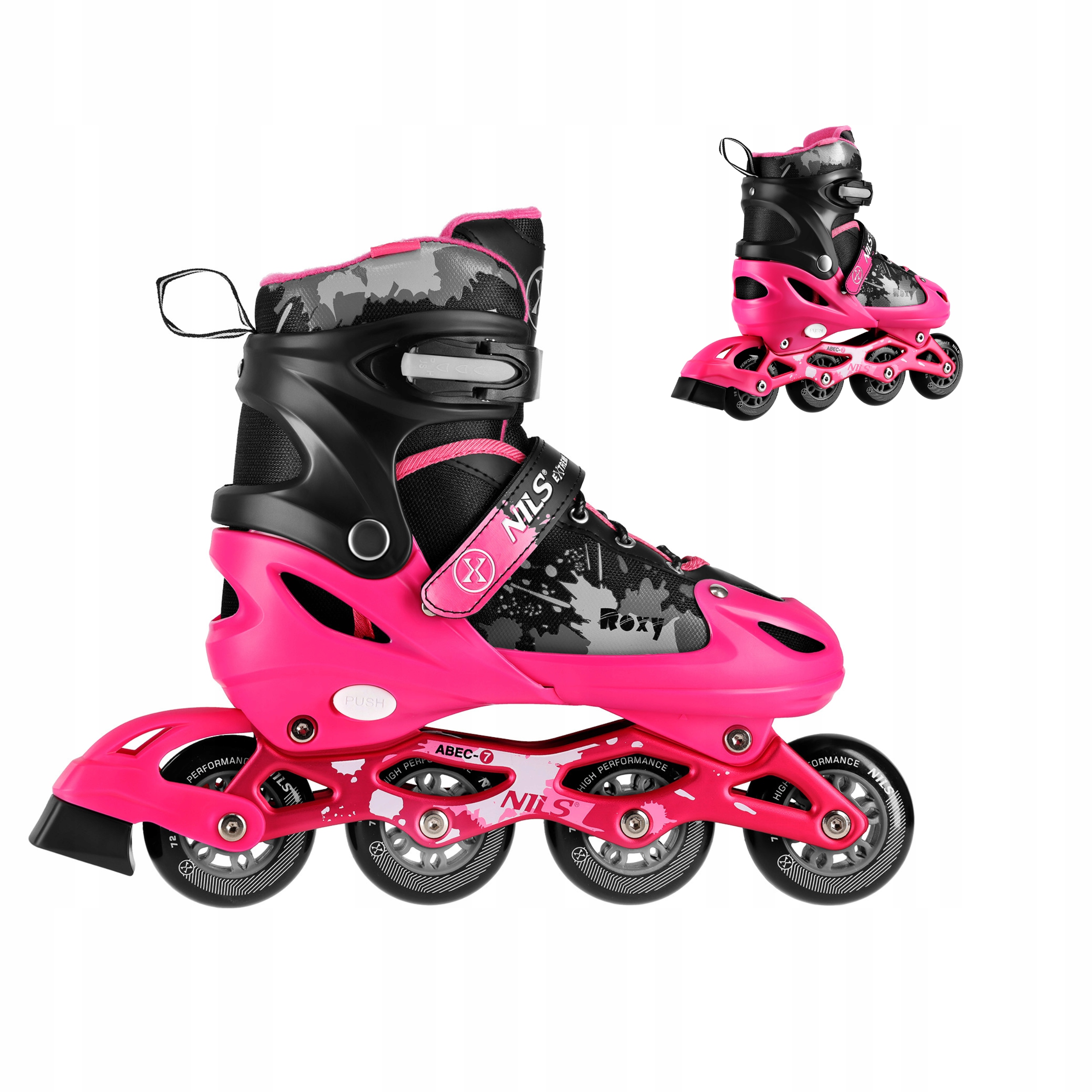 Kolečkové Brusle Brusle 2v1 Růžové ABEC-7 Kaučuk 35-38 Nils