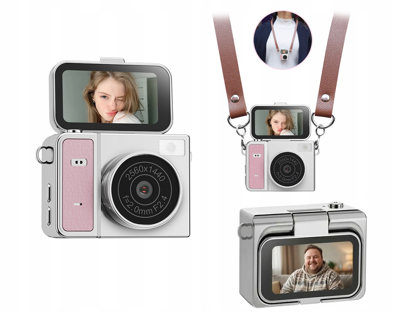 Xrec X7 Mini aparat cyfrowy kamera video 2K 64MP ekran 1,47'' obrót 180s