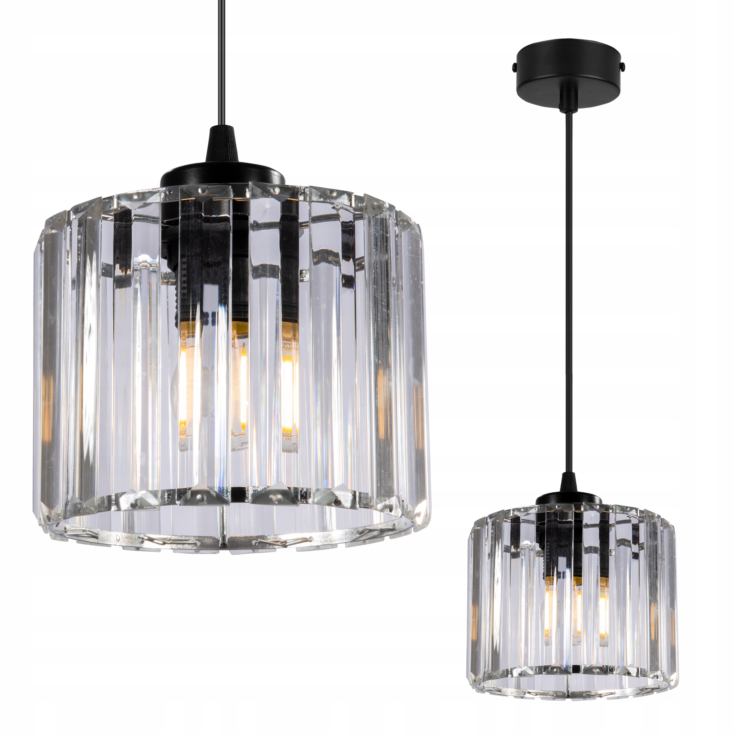 LAMPA WISZĄCA SUFITOWA ŻYRANDOL SZKLANA KRYSZTAŁ