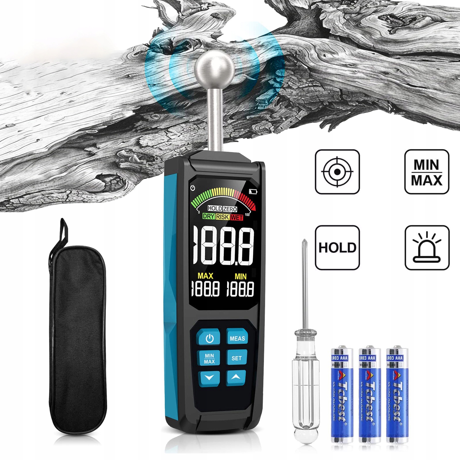 Vlhkoměr Měřič Vlhkosti Dřeva Z Betonu Cihly Sádry Omítka LCD