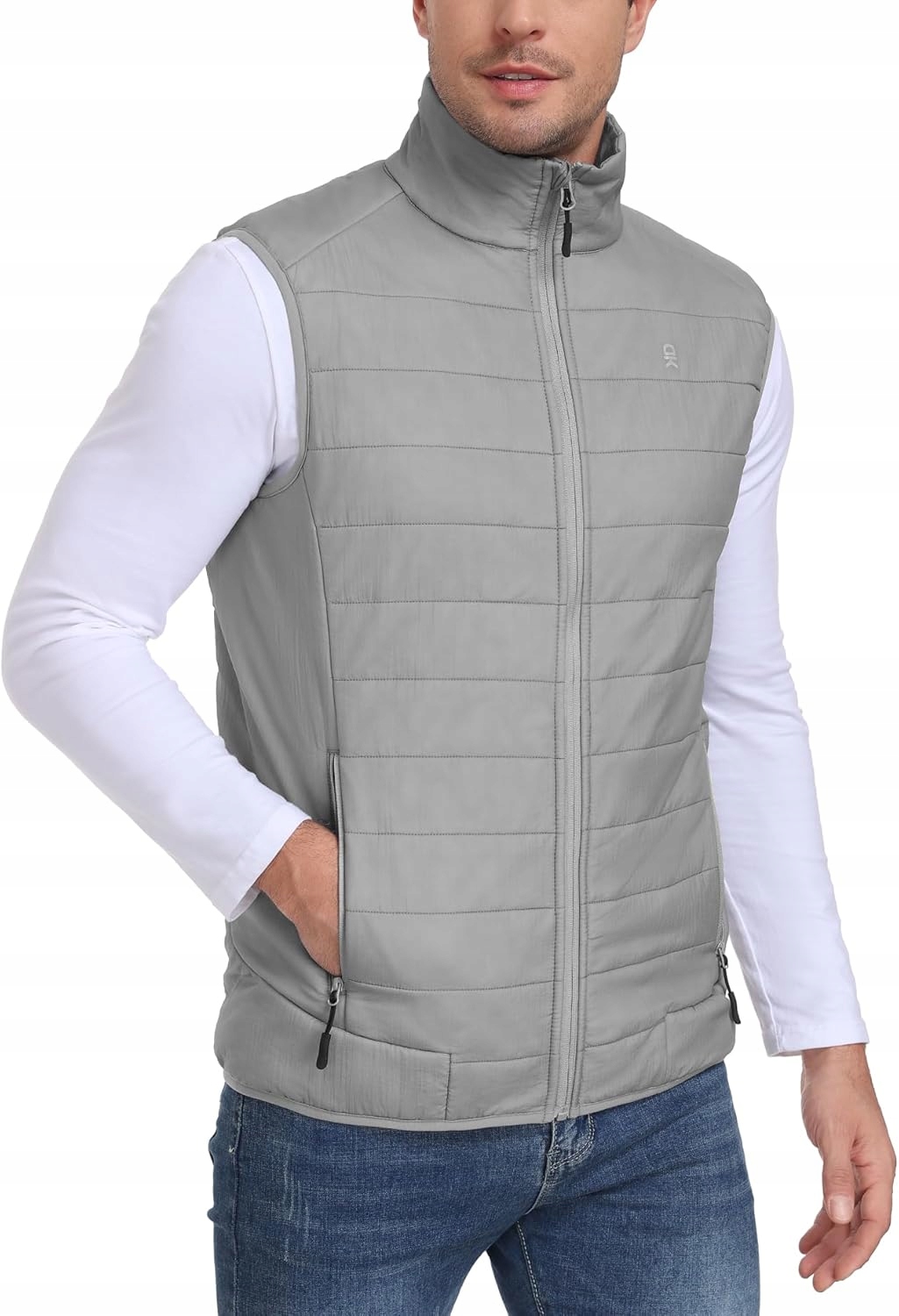 Pánská Prošívaná Jarní Podzimní Vesta, Šedá, Malý Donkey, Velikost S