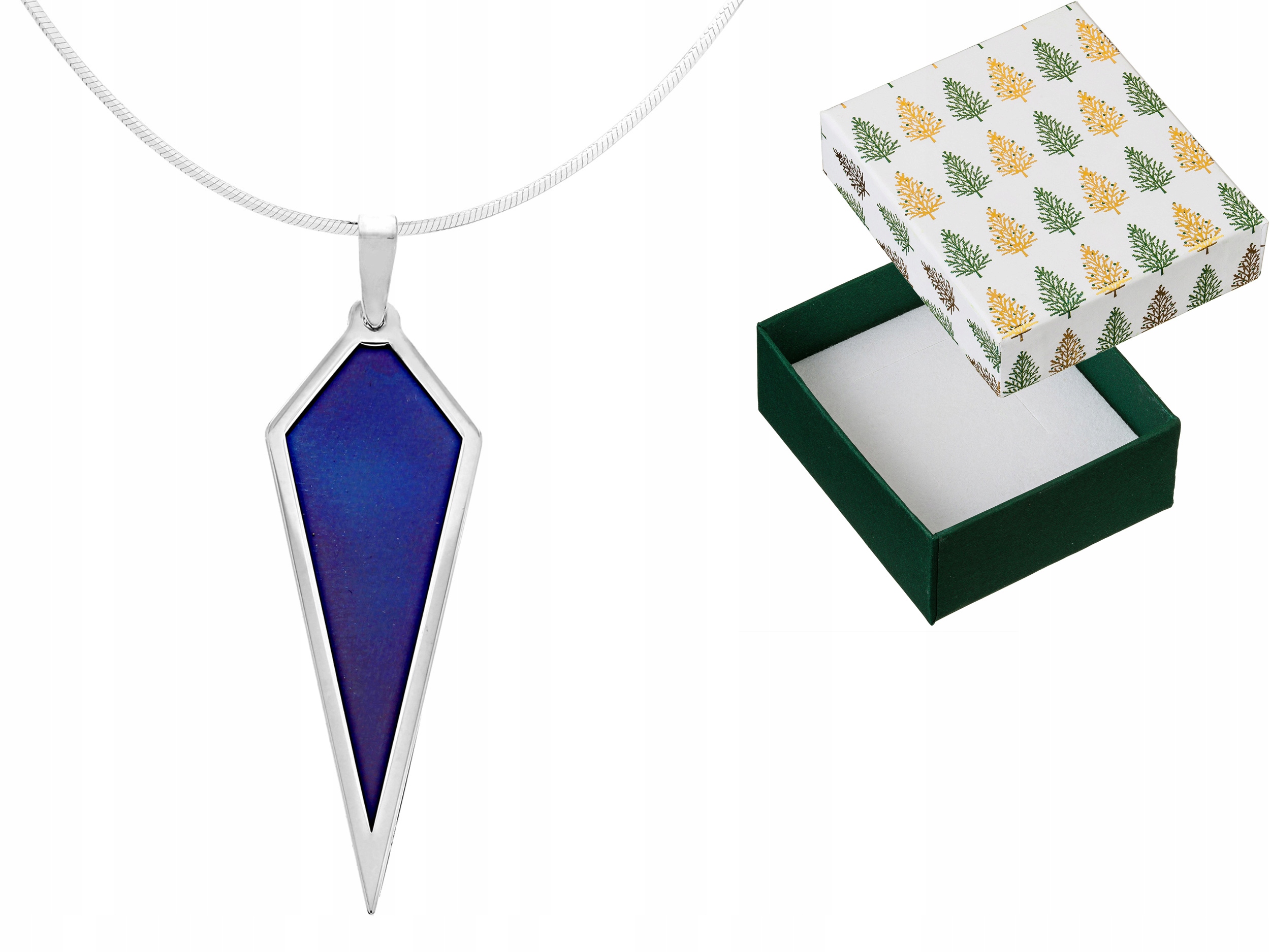 Modrý náhrdelník Stříbrný přívěsek s titanem Přívěsek Titan Řetízek 60