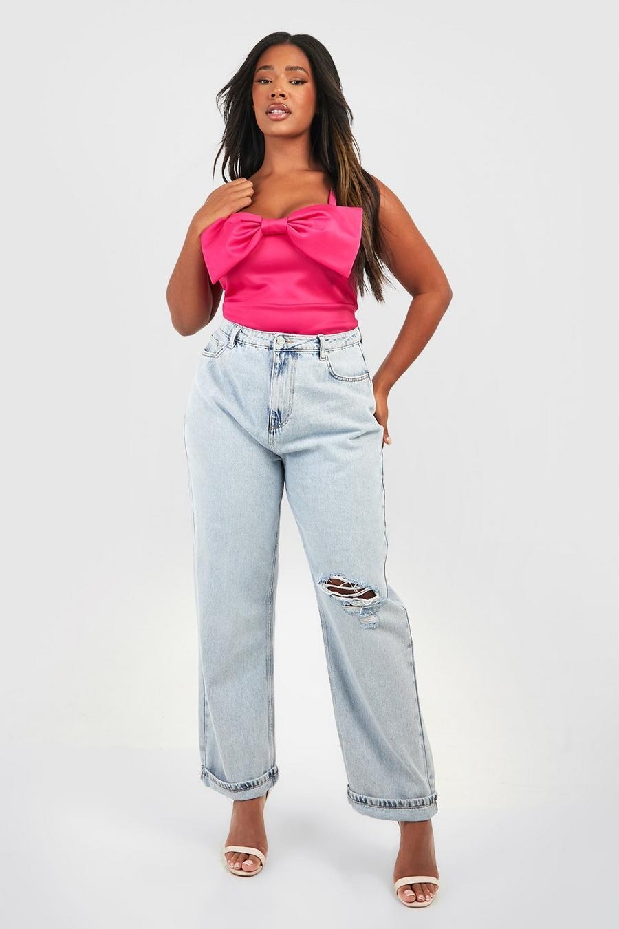 RÓŻOWE BODY Z KOKARDKĄ PIANKOWE NA RAMIĄCZKACH ELEGANCKIE BOOHOO 46 Płeć kobieta