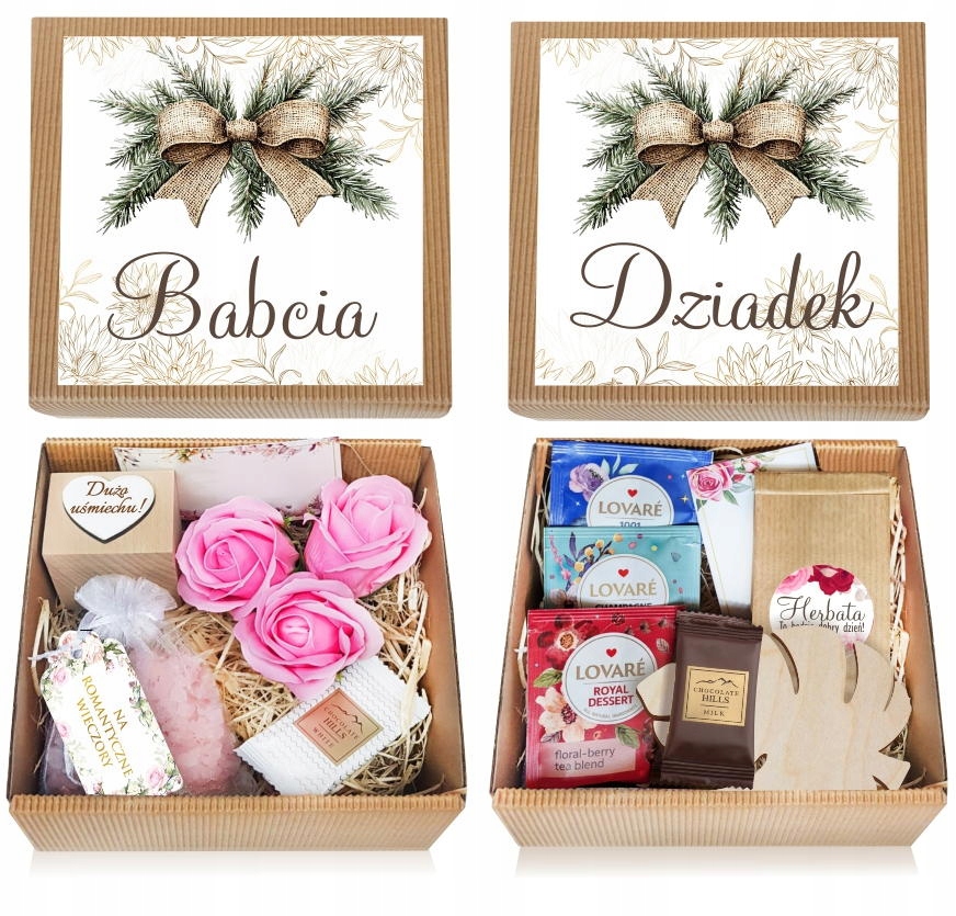 PREZENT NA DZIEŃ BABCI I DZIADKA ZESTAW KOSZ PREZENTOWY 2szt.
