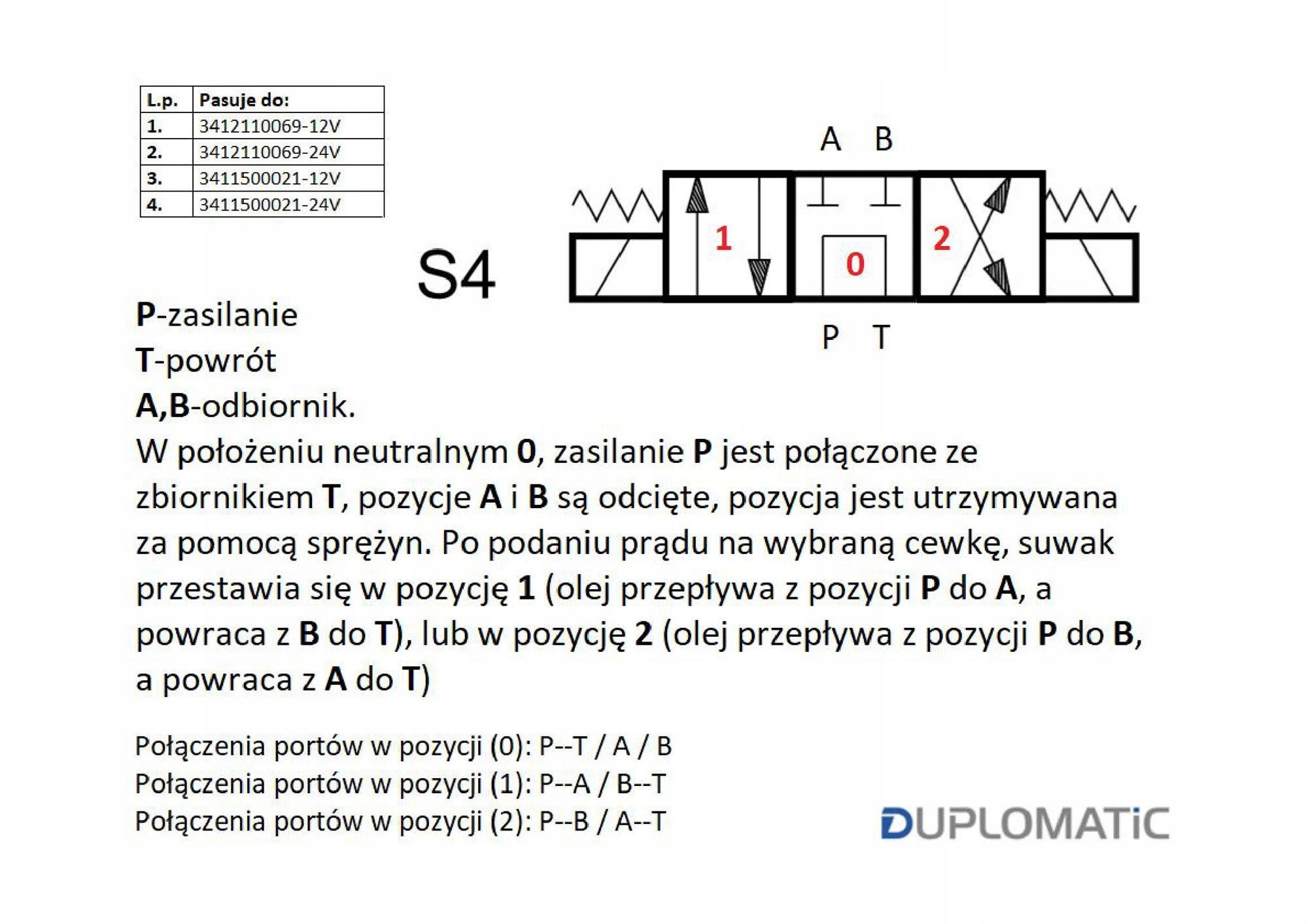Rozdzielacz n DL3-S4/10N-D12 12V DC Compact 280bar Producent części Waryński