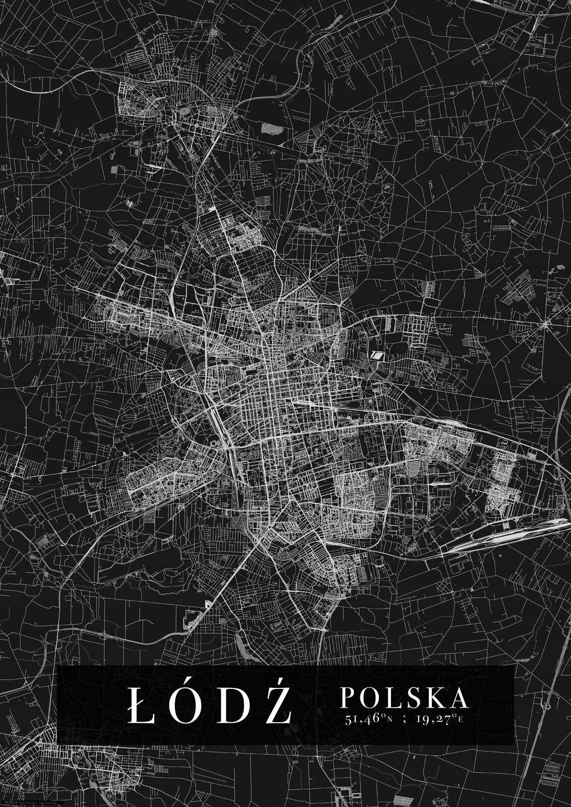 

Łódź Mapa Miasta plakat A2 42x59,4 cm