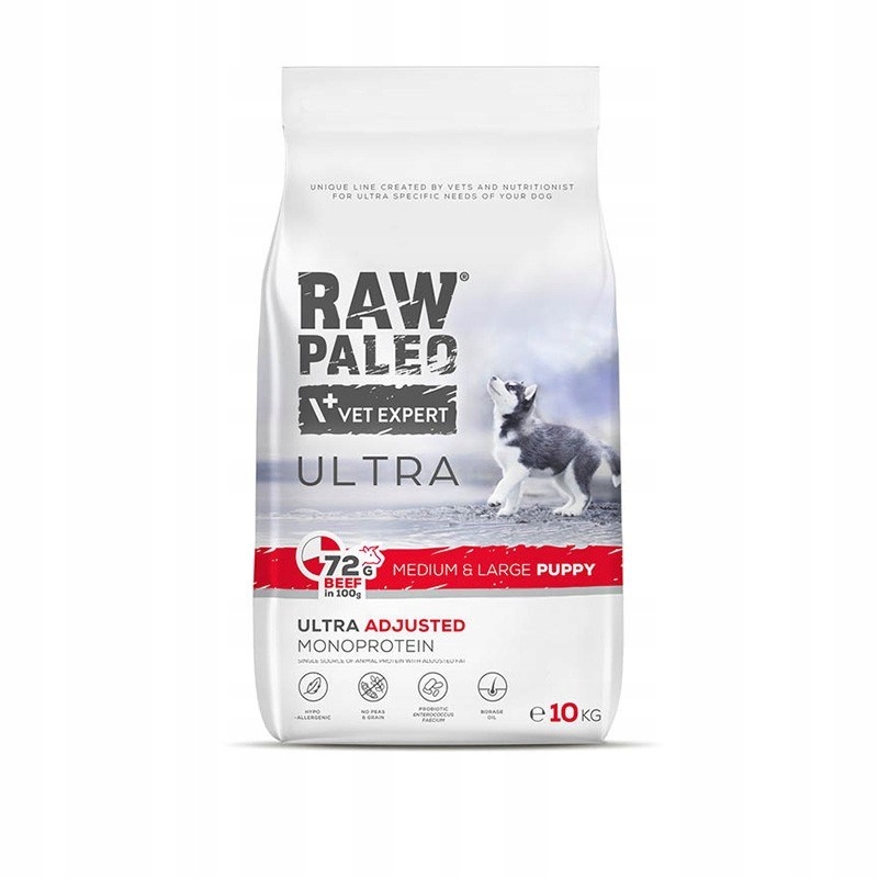 Levně VetExpert Raw Paleo Ultra Hovězí maso Medium&Large Puppy 10 kg