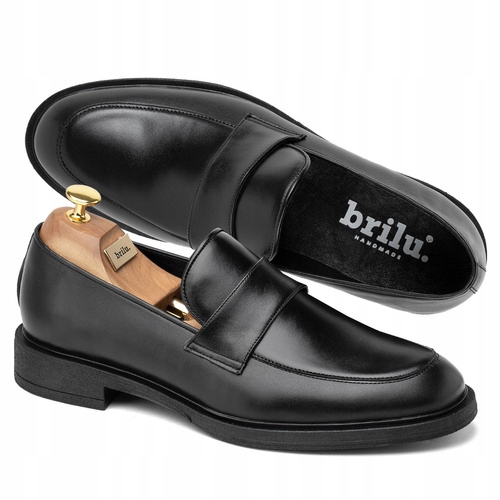 Brilu Polskie Męskie Skórzane Loafersy Draco Czarne 43