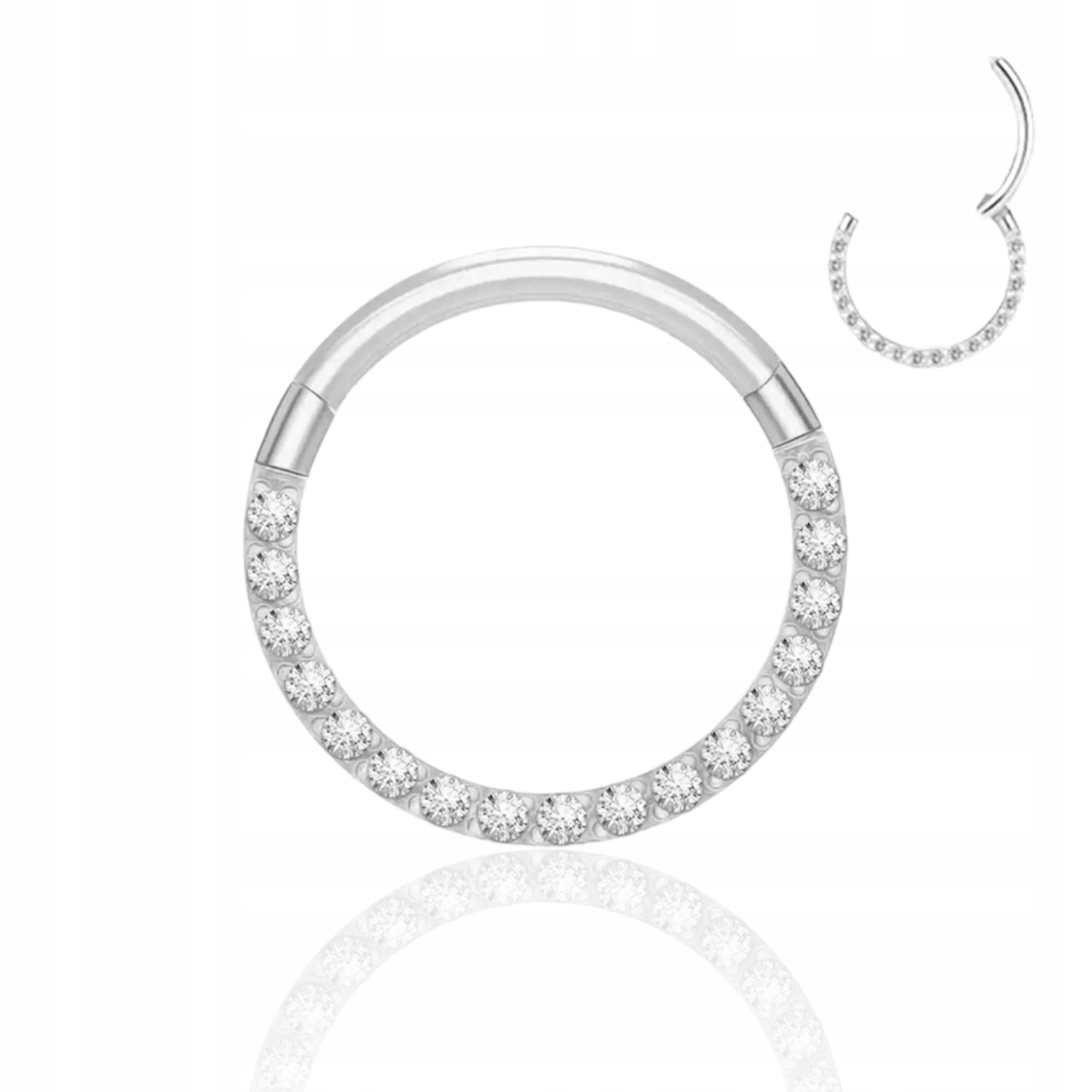 Kolczyk Tytanowy Clicker Kółko CYRKONIE 1,0/10