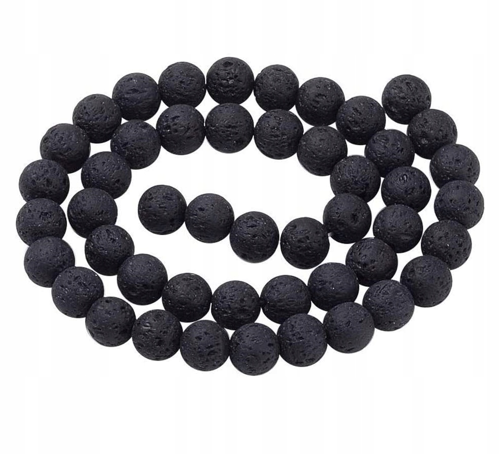 czarna Lawa Wulkaniczna naturalne kule 6mm 50szt