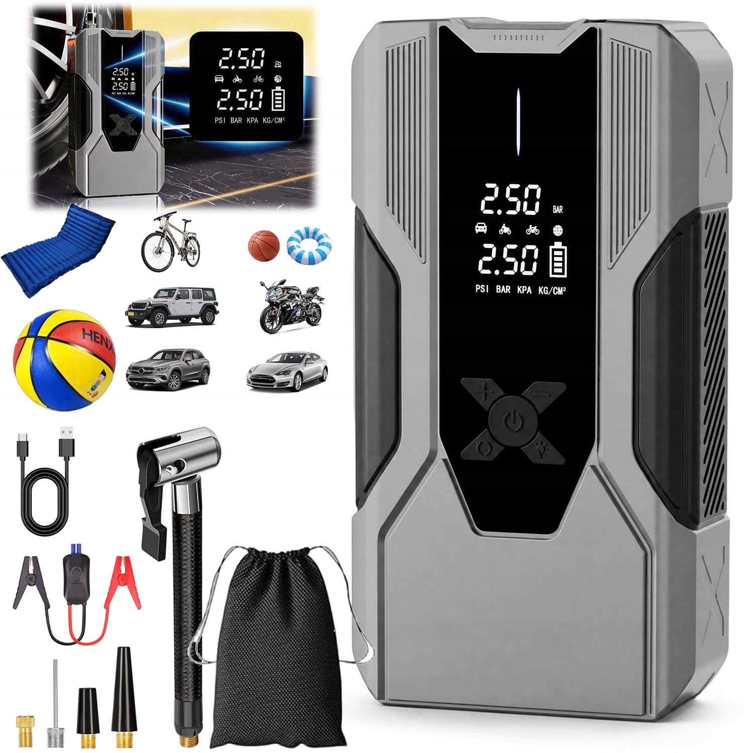Boosterové Zariadenie Powerbank Kompresor Jump Starter 8000MAH