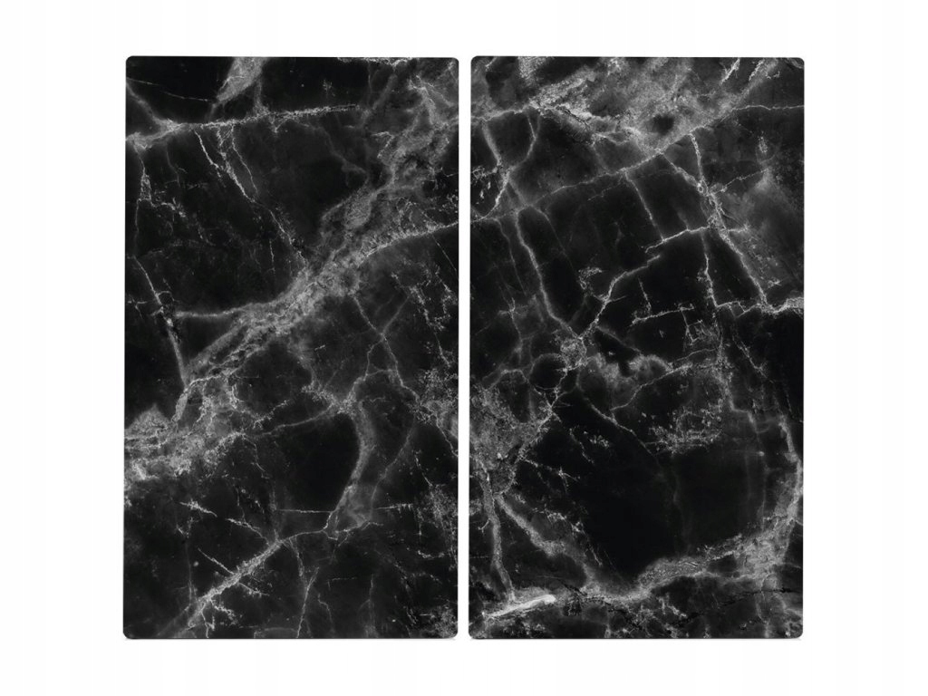 Ochranné skleněné panely Marble na sporáky – 2 ks, Zeller, černé