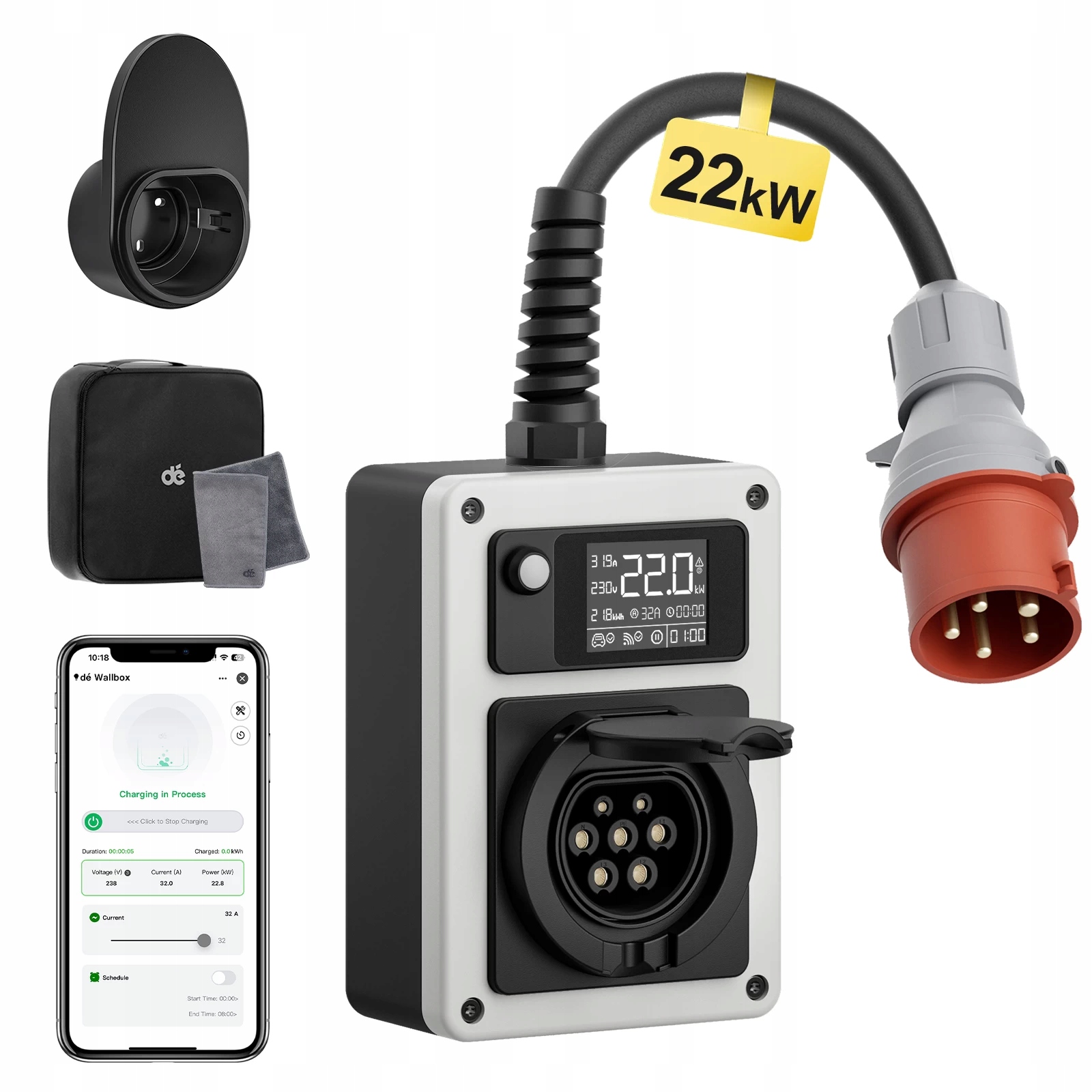 Prenosná nabíjačka do auta – Wallbox Ev Cee 32 A 22 kW s Rfid