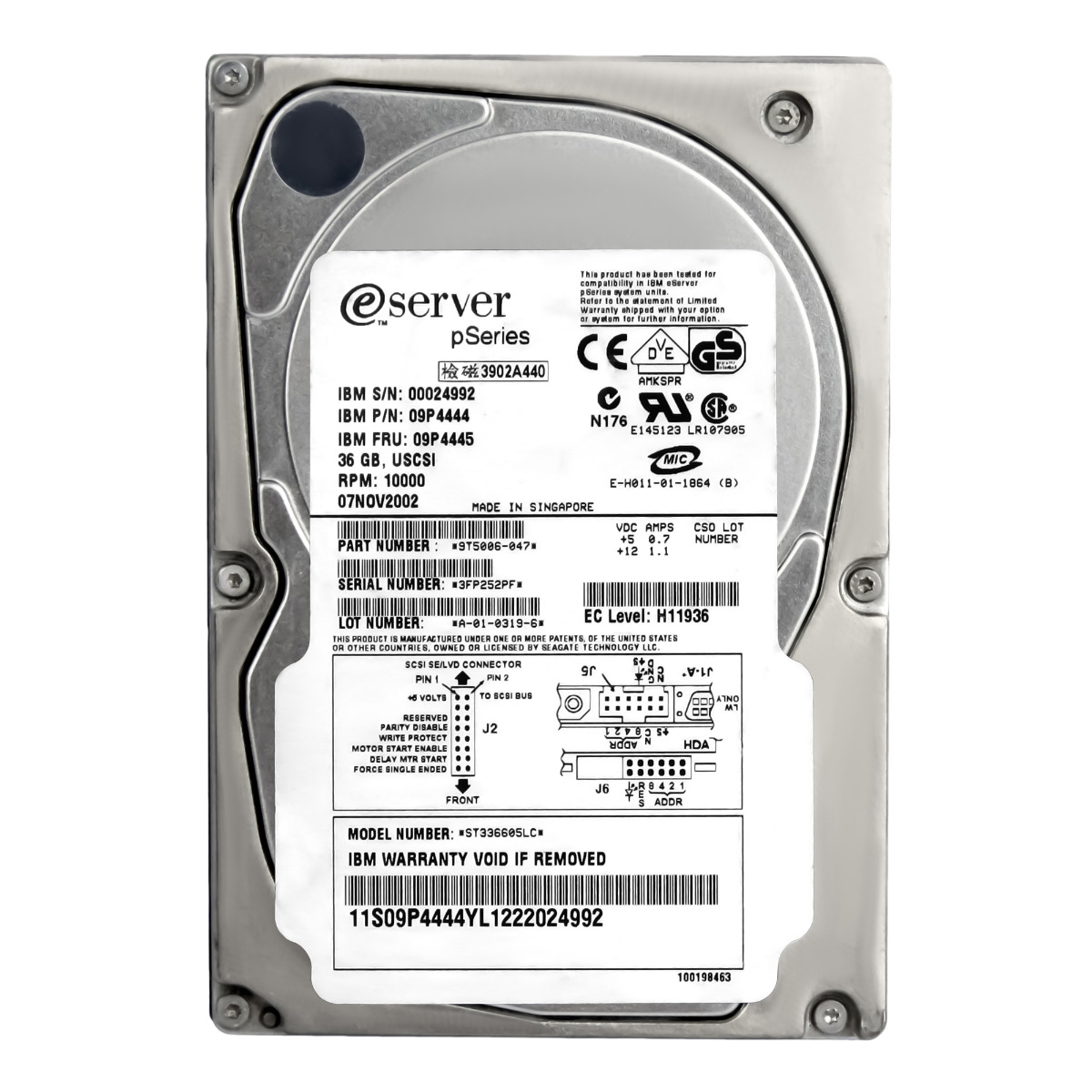 Ibm 09P4445 09P4444 36GB 10K 4MB Scsi U160 3.5" Hdd Pevný disk