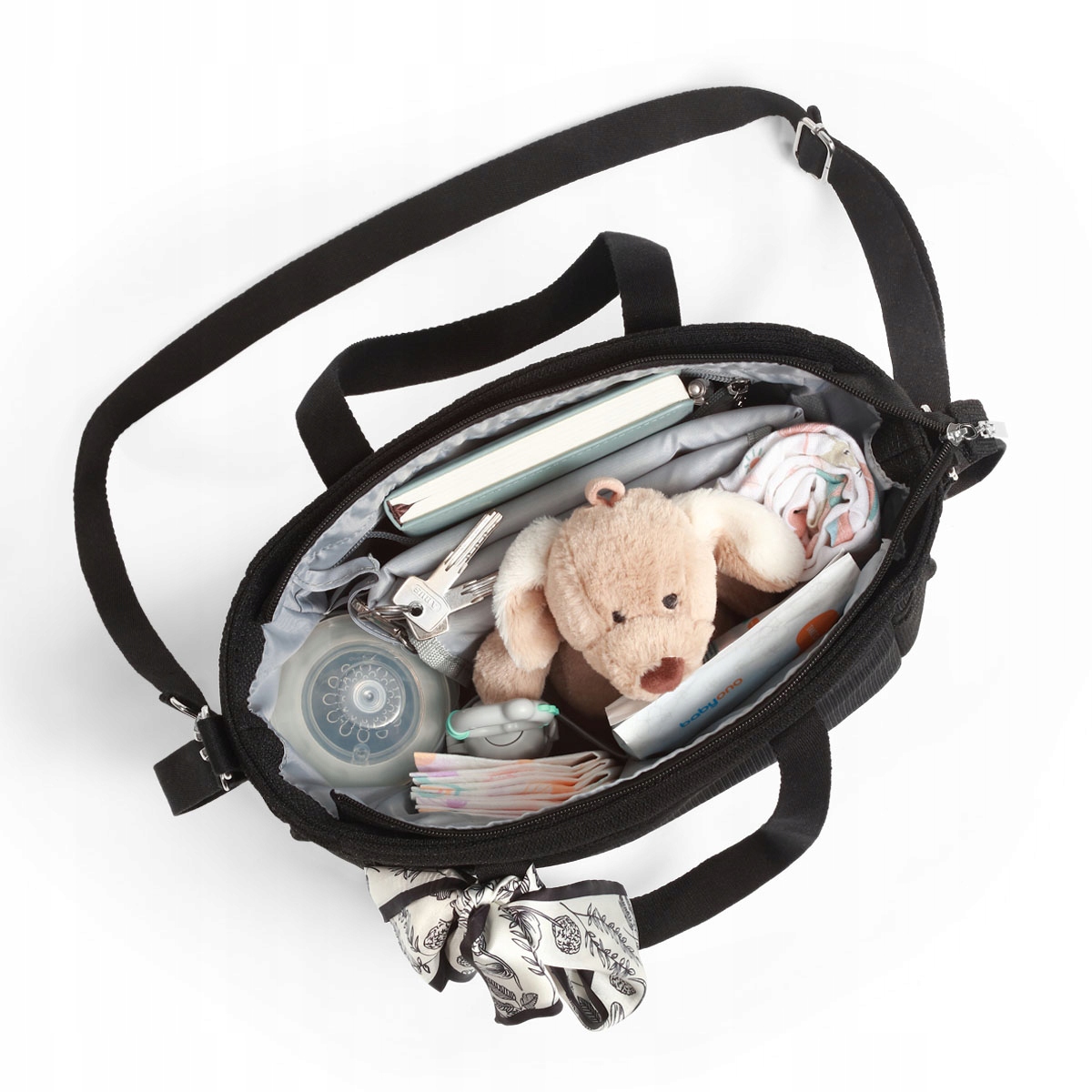 BabyOno TORBA CARMEN DLA MAMY SPACEROWA ORGANIZER DO WÓZKA CZARNA 1571/01 Wysokość 26 cm