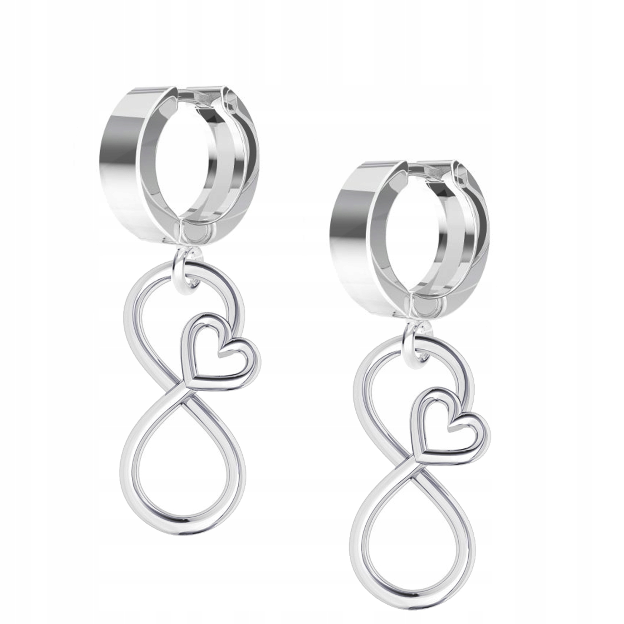 Stříbrné náušnice pouta Nekonečno se srdcem Infinity Stříbro 925