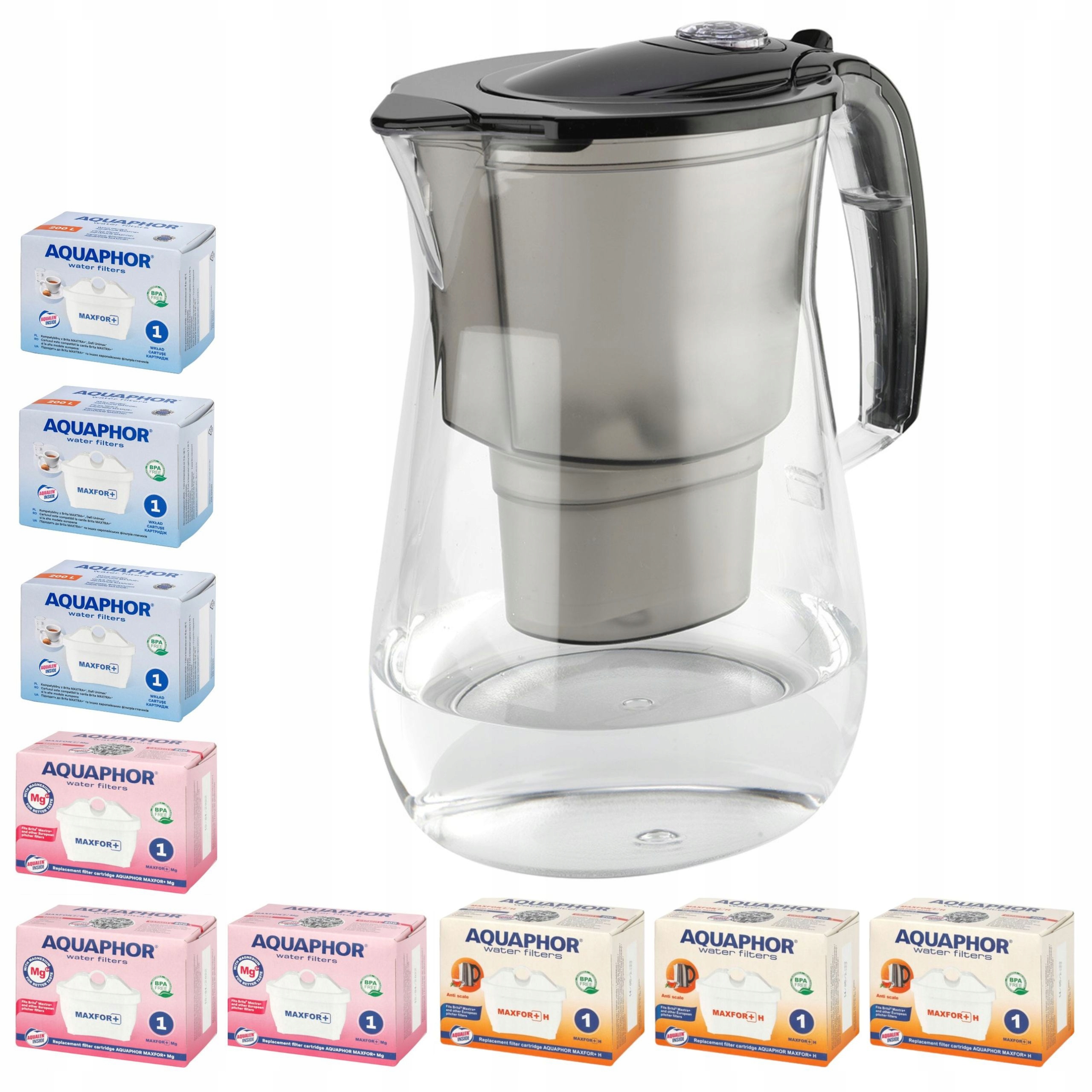 Dzbanek Aquaphor Onyx czarny 9 wkładów Maxfor Plus (3Mg 3H 3)