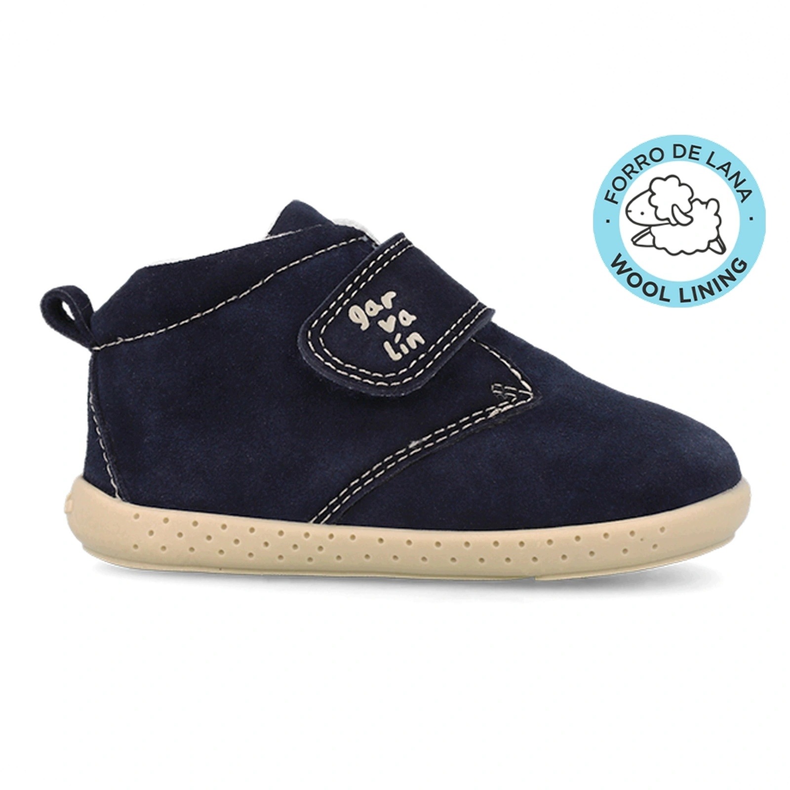Buty barefoot skórzane dziecięce Garvalin Azul Marino zamszowe ocieplane 22