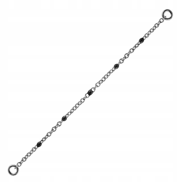 

Łańcuszek czarne koraliki srebrny 40 mm