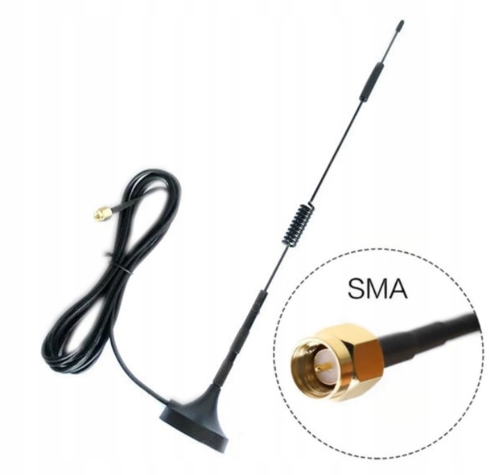 Antena Gsm magnetyczna 850-2170MHz 5dbi Sma 36cm magnes